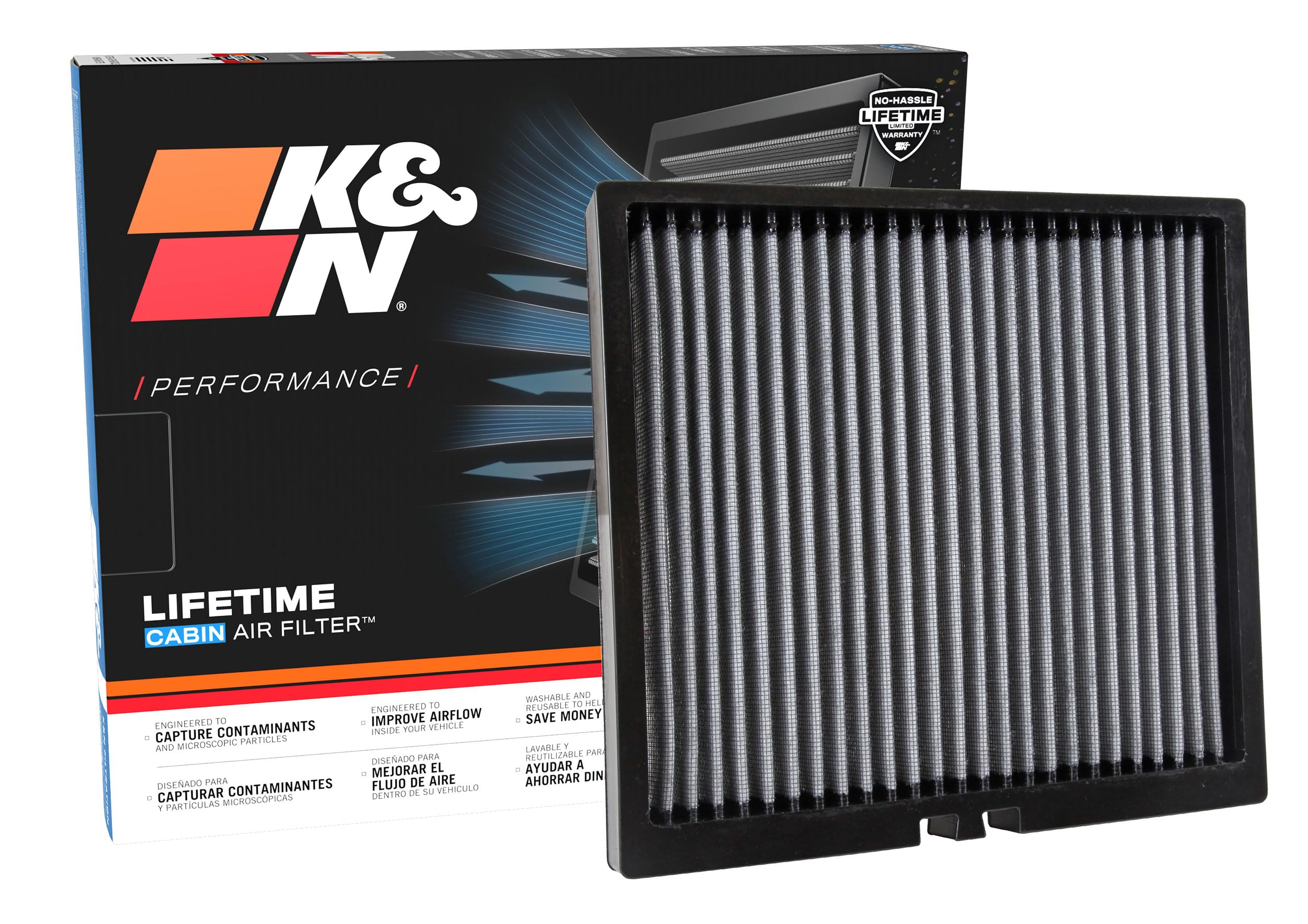 Cabin Air Filter K&N LIFETIME: Premium, Washable, Clean Air for your Cabin: Compatible with 2013-2024 AUDI: A3, Q2, S3, TT, VF2047