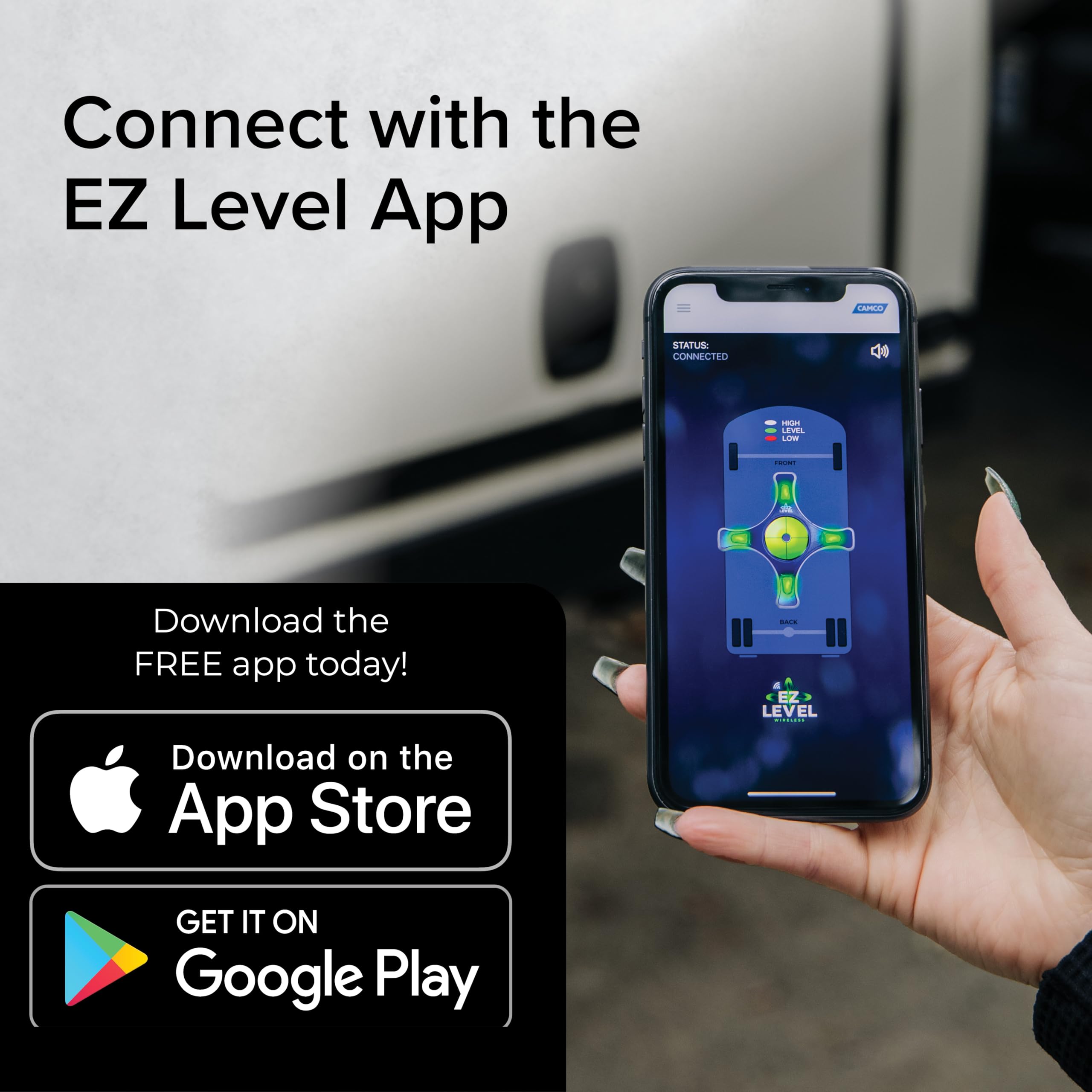 Camco EZ Level Camper/RV - Features Illuminated Indicator Lights & Automatic Shut-Off Function when Not In-Use - Simultaneously Monitor RV Level on Both Axis - Smartphone Compatible (25507)