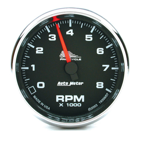 AutoMeter Tach, Gauge, 2 5/8", 8K RPM, 2&4 Cylinder, Black, Pro-Cycle (19306),Multi