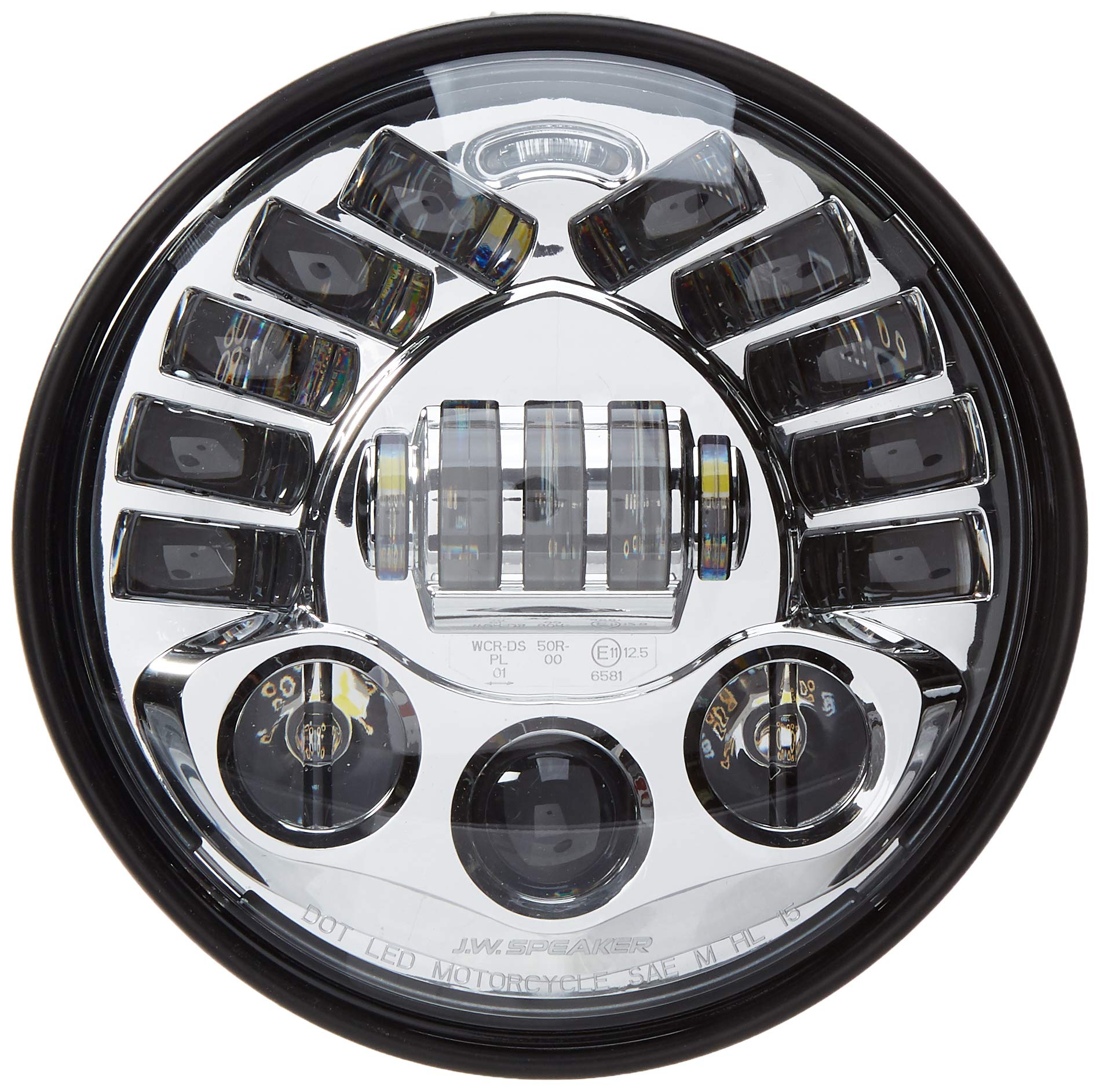 JW Speaker Model 8790 0555031 LED High and Low Beam Adaptive Headlight with Chrome Inner Bezel, 1 Pack