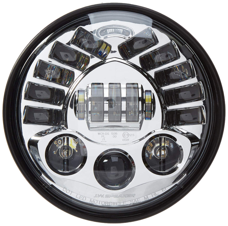 JW Speaker Model 8790 0555031 LED High and Low Beam Adaptive Headlight with Chrome Inner Bezel, 1 Pack