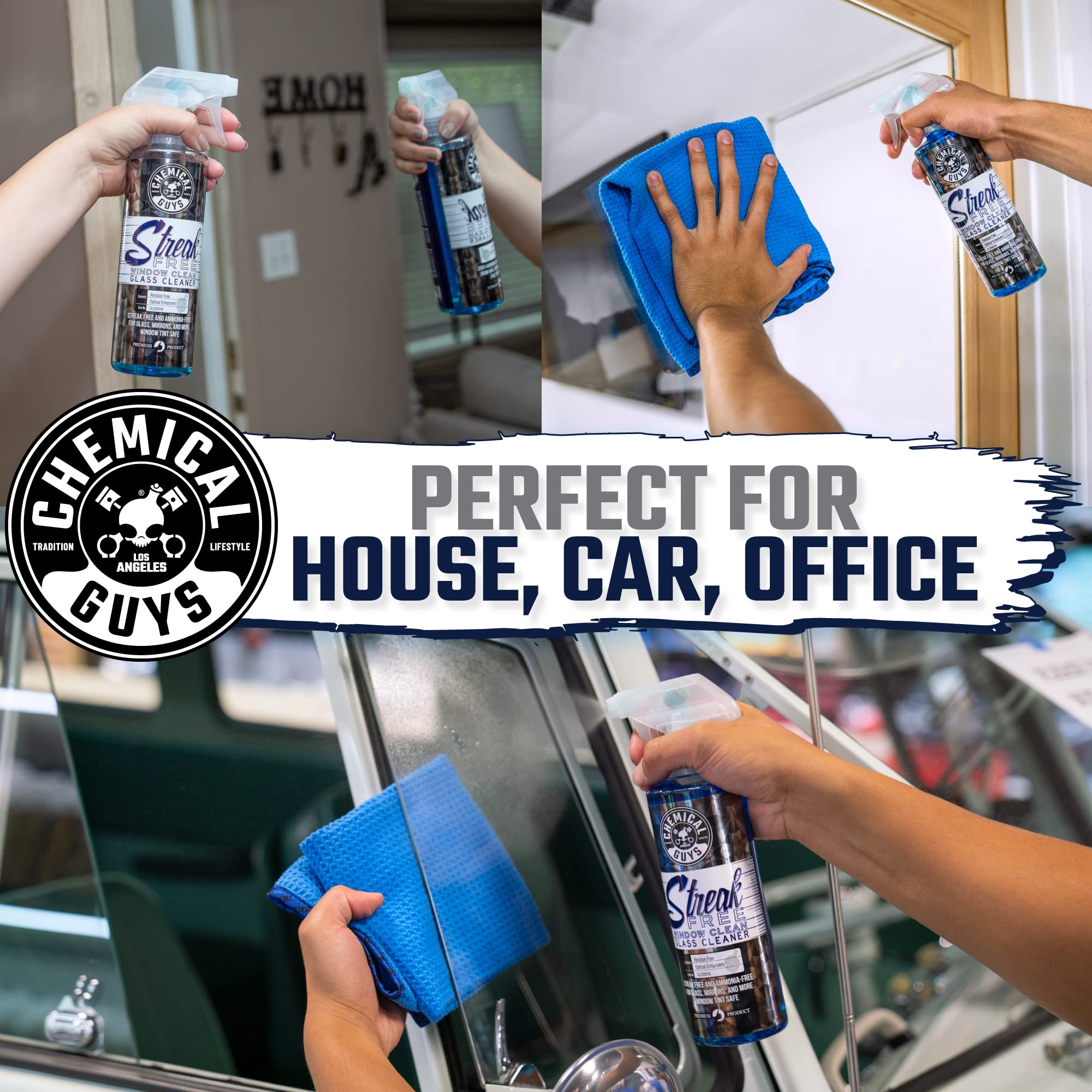 Chemical Guys CLD300 Glass & Window Cleaner Streak Free (Works on Glass, Windows, Mirrors, Navigation Screens & More; Car, Truck, SUV and Home Use), Ammonia Free & Safe on Tinted Windows, 128 fl oz