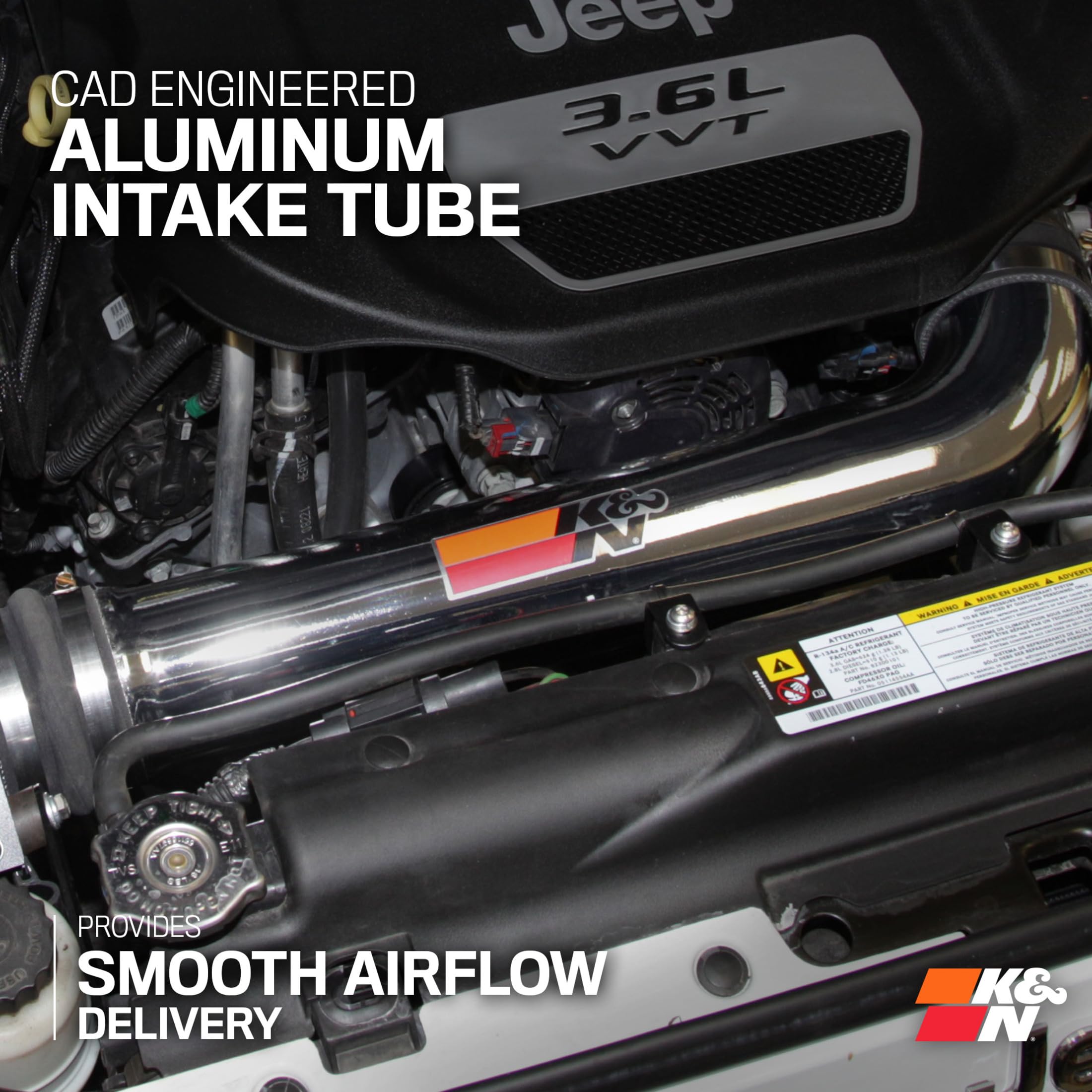 Cold Air Intake System K&N: High-Flow Air Filter, Increase Performance & Towing: Compatible with 2012-2018 JEEP: Wrangler, Wrangler JK, 77-1566KP
