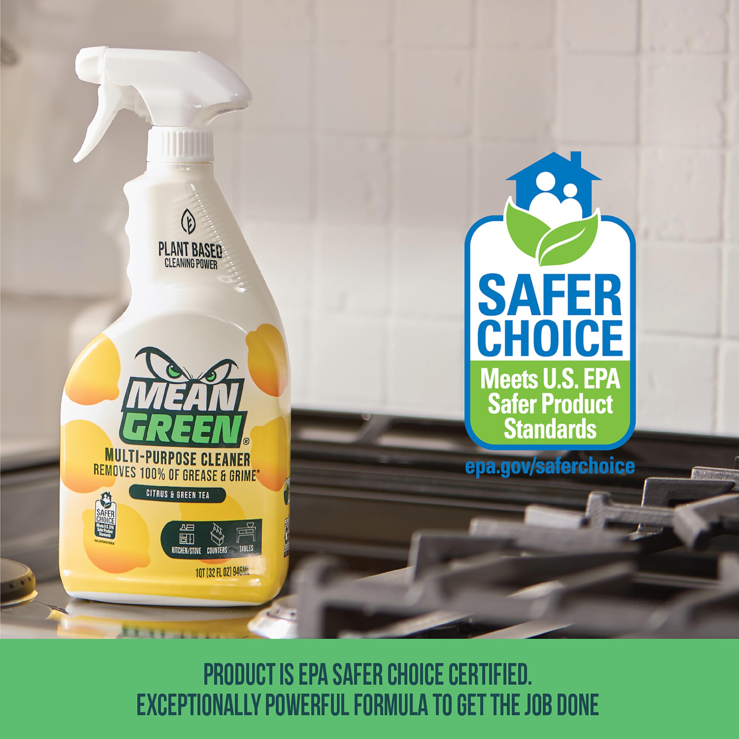 Mean Green Multi-Purpose Cleaner Non-Concentrated Ready-to-Use, Citrus & Green Tea, 32 Ounce