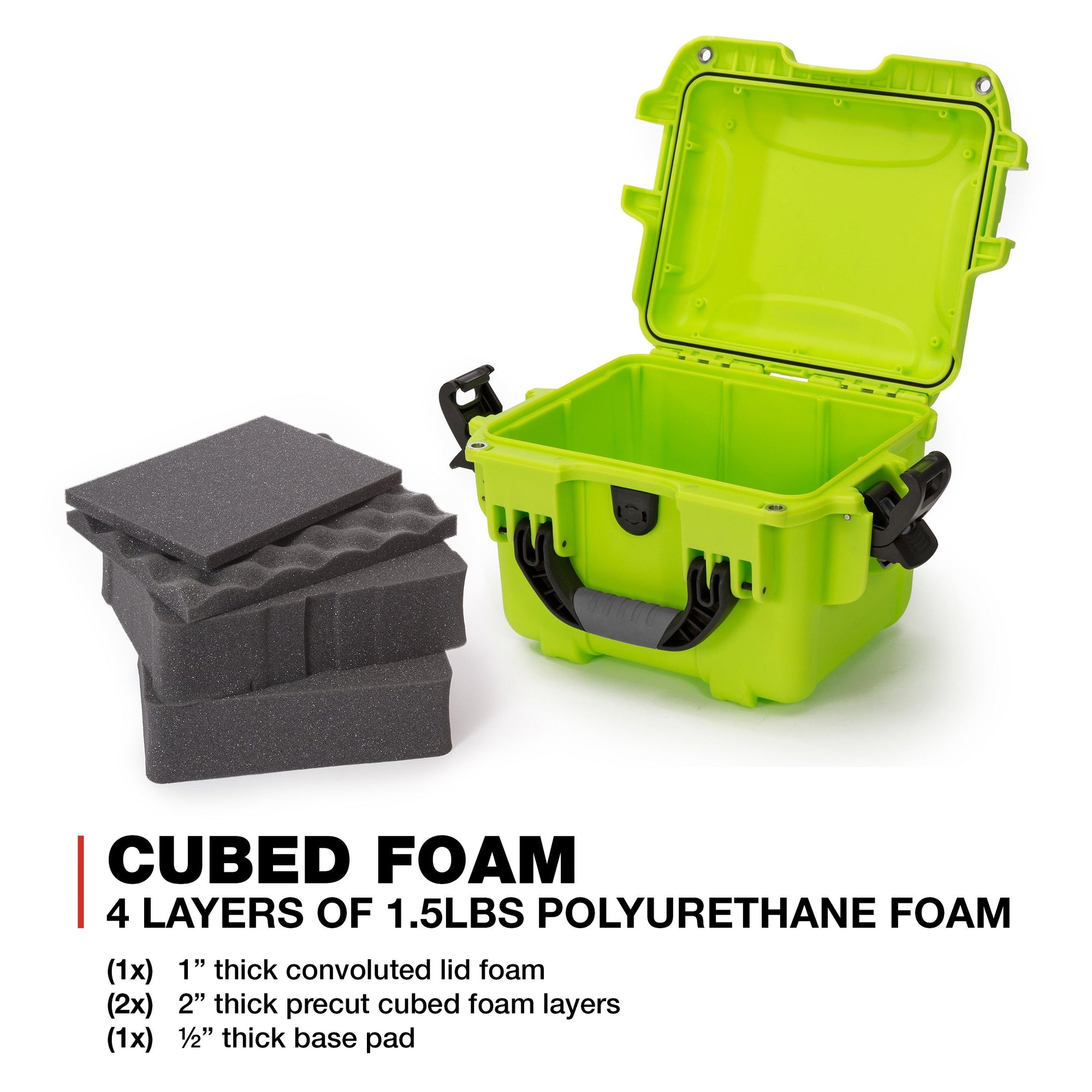 Lime Nanuk 908 Waterproof Hard Case with Foam Insert
