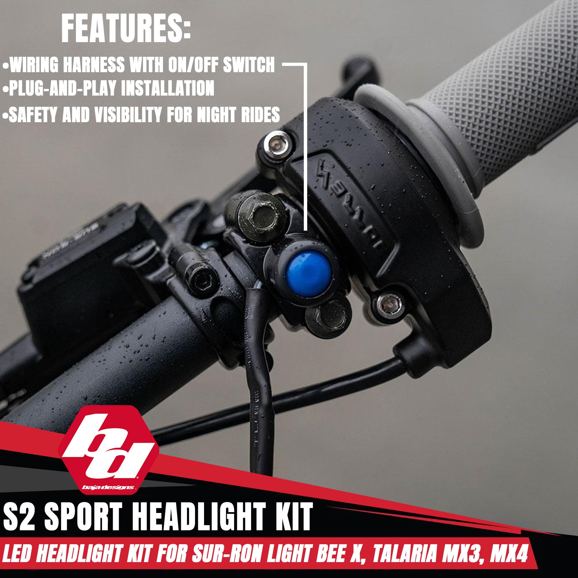 S2 Sport Baja Designs Headlight Kit for Sur-Ron Light Bee X and Talaria MX3/MX4 (Driving Combo; Clear)