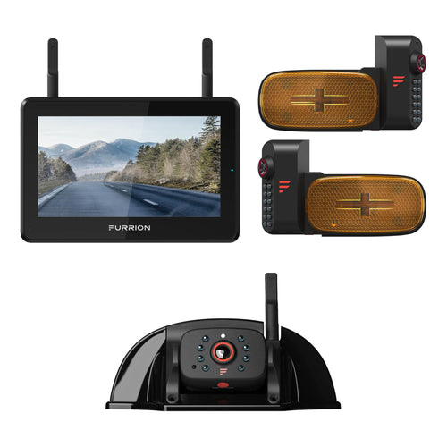 Furrion Vision S+ Observation System RV with 7" Monitor, Left/Right Side Cameras, LED Marker Lights, Sharkfin, Infrared Night Vision, Live Streaming, Wide Viewing Angle - FOS7HTAEN