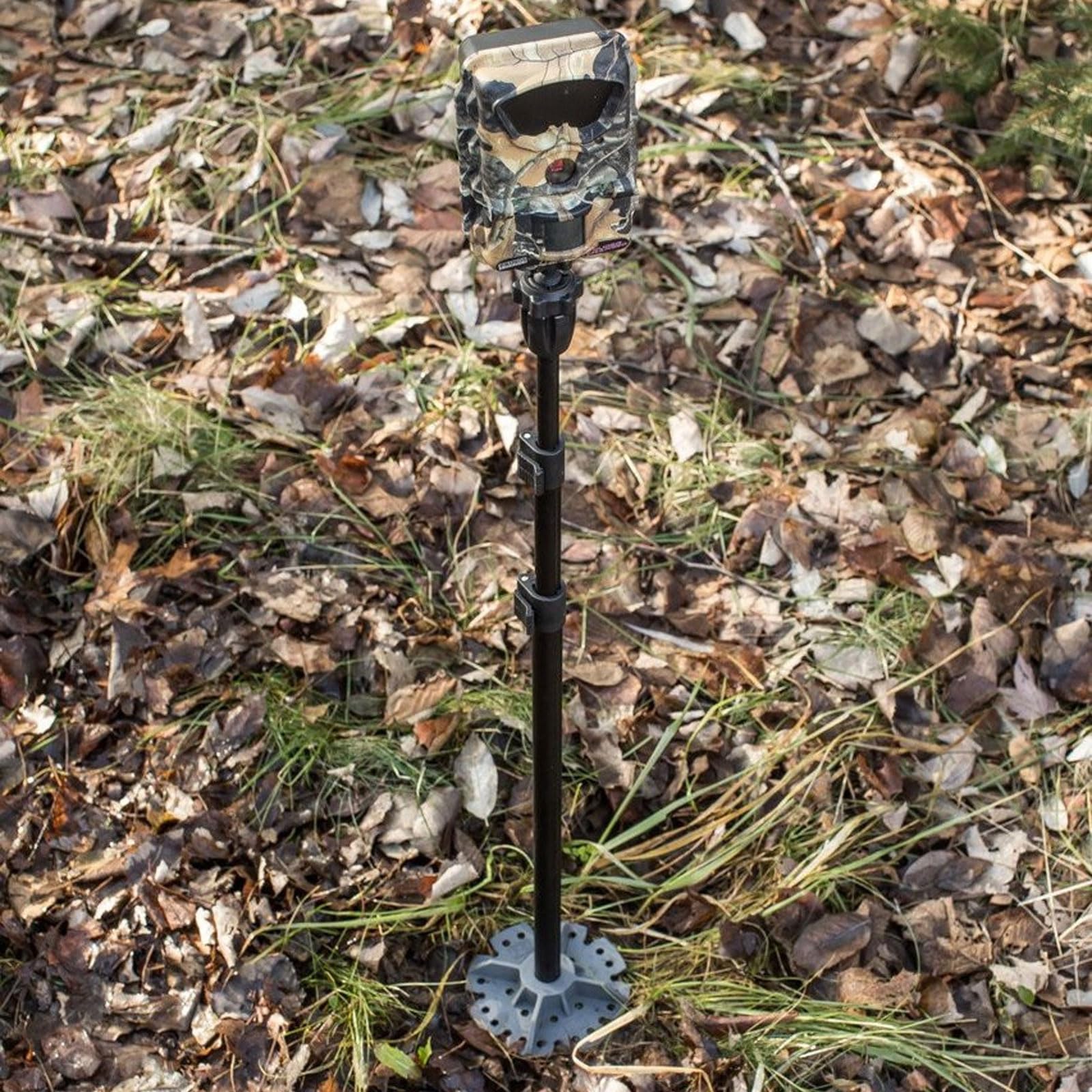 Camera Stakeout System Hawk | Versatile Stable Adjustable 22" - 51" Height 360-Degree Rotating Easy Mount Hunting Trail Camera Holder with Standard 1/4-20" Thread & 6" Auger