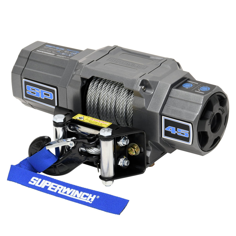 4500 lb Capacity SUPERWINCH SP 45, Roller Fairlead, 10 ft Remote, 15/64 in x 40 ft Steel Rope, 12V, Kit