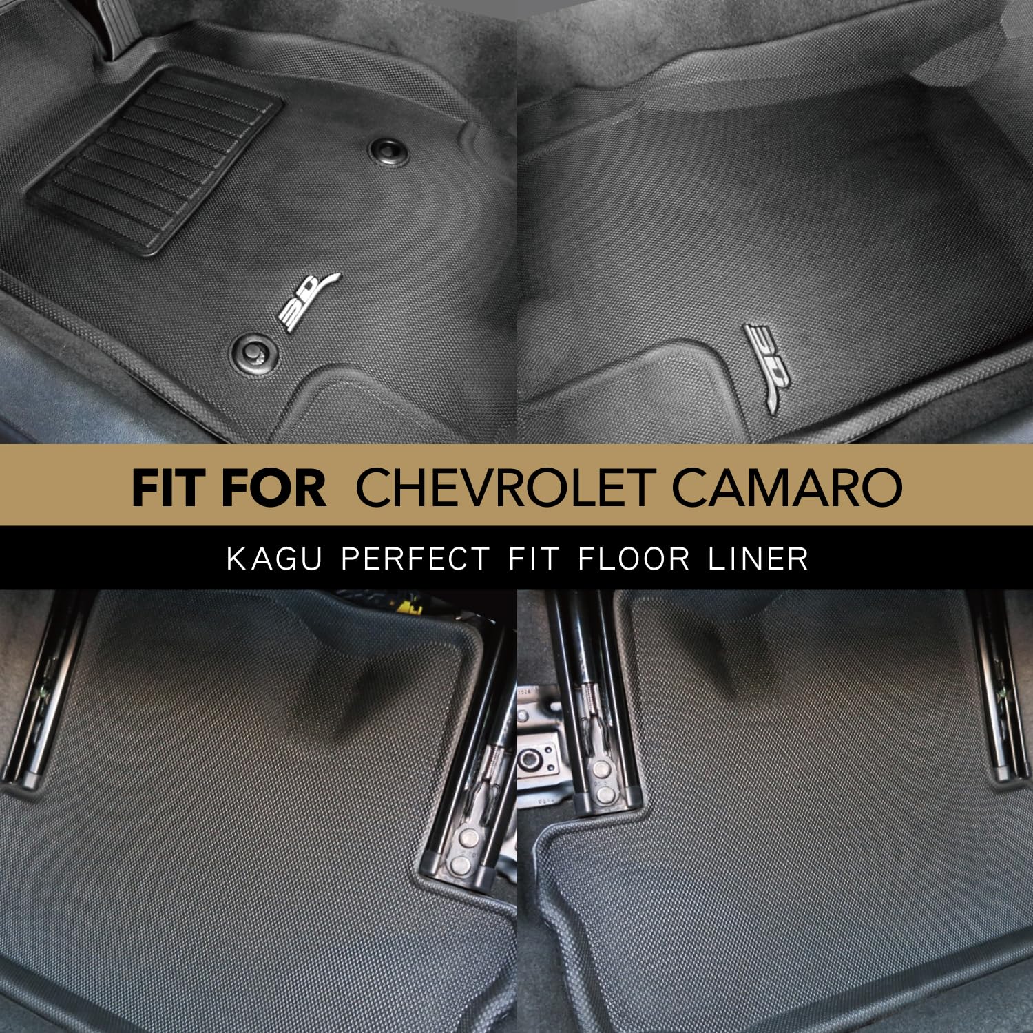 Custom Fit 3D MAXpider KAGU Floor Mat (BLACK) Compatible with CHEVROLET CAMARO 2016-2023 - Full Set