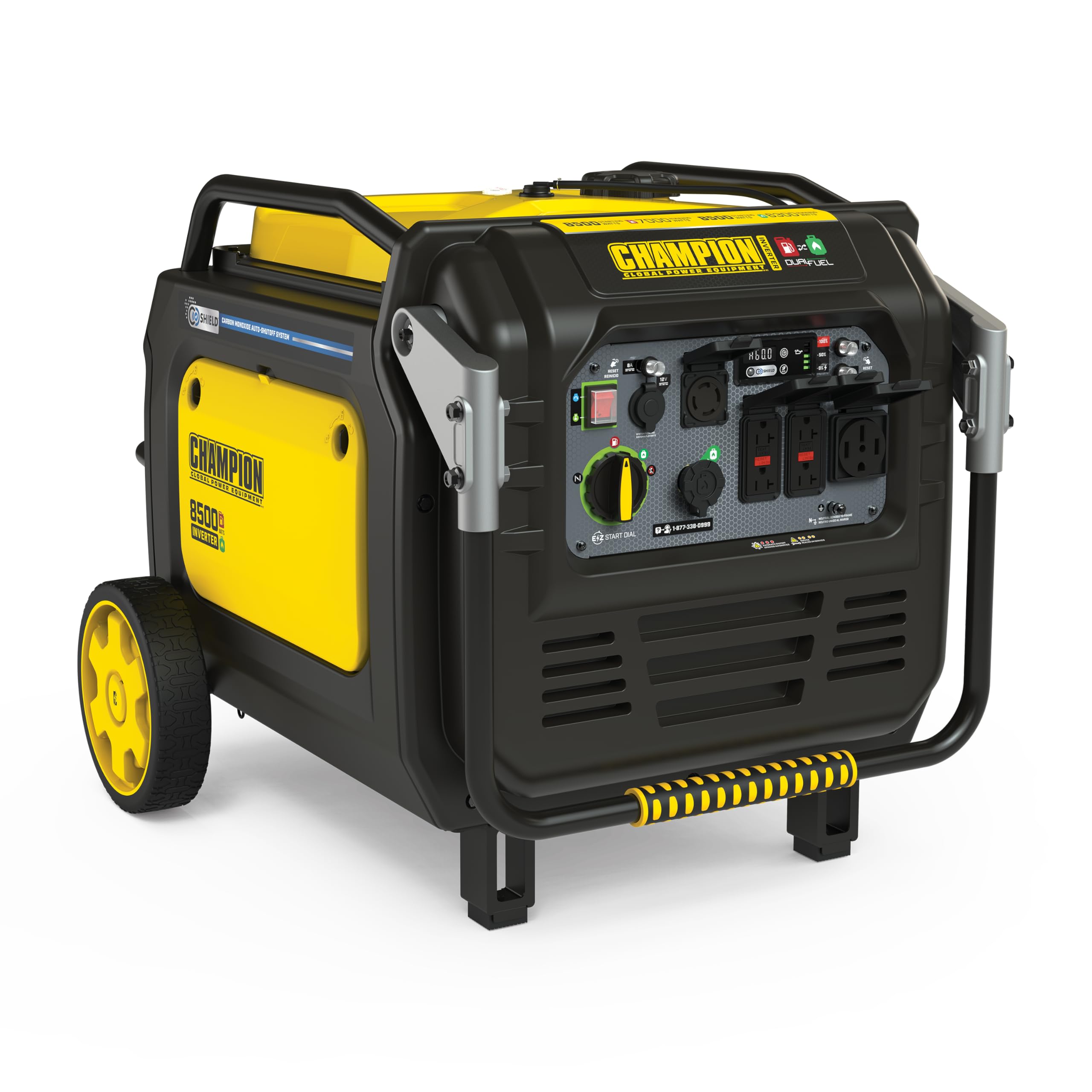 8500-Watt Champion Power Equipment Electric Start Dual Fuel Home Backup Portable Inverter Generator with Quiet Technology and CO Shield