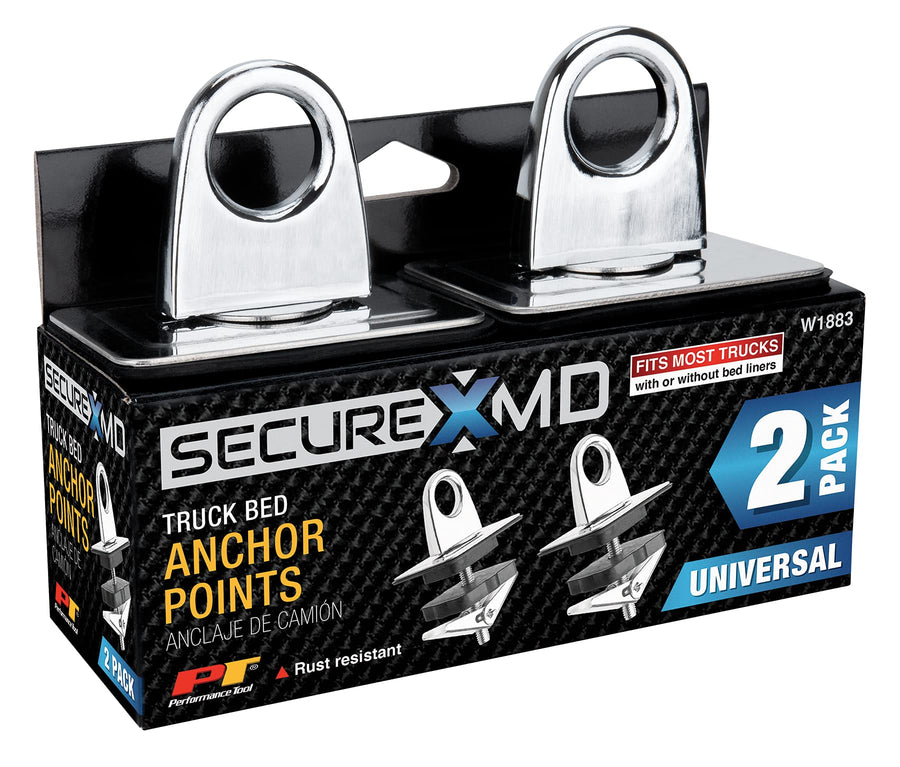 SecureX Performance Tool W1883 2Pk Truck Bed Anchor Points - Heavy-Duty Tie Down Anchors for Safe and Secure Cargo Transport on Pickup Trucks