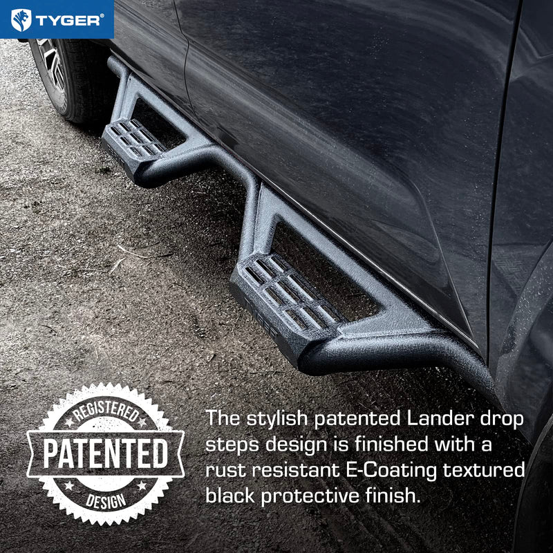 Running Board Tyger Auto Lander Compatible with 2019-2026 Ford Ranger | Supercrew Cab | TG-LD2F60358 | Drop Step Side Step Rail Nerf Bars