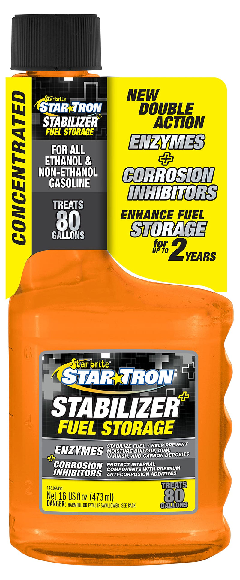 Stabilizer+ Star Tron Fuel Storage & Corrosion Protection, Treats 80 Gallons of Gas - Ideal for Motorcycles, Boats, Lawn Equipment, Classic Cars - 16 OZ (014816)
