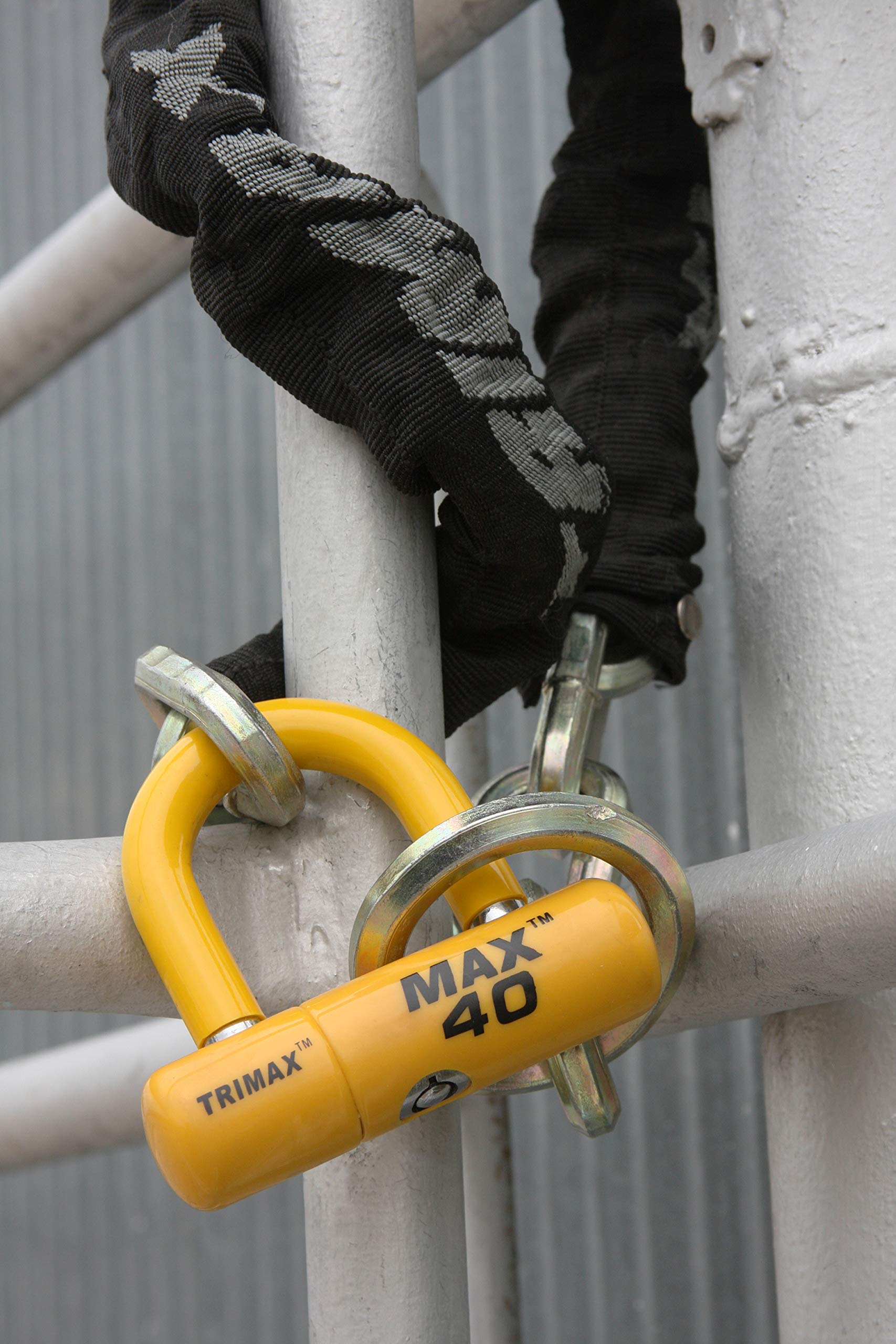 Motorcycle Disc U-Lock Trimax MAX40YL - Yellow with Yellow PVC Shackle