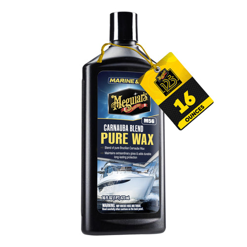 Marine/RV Meguiar's M5616 Pure Wax Carnauba Blend, Long-Lasting Liquid Wax for Protecting Gel Coat, Fiberglass, and Painted Marine/RV Finishes, 16 Oz Bottle
