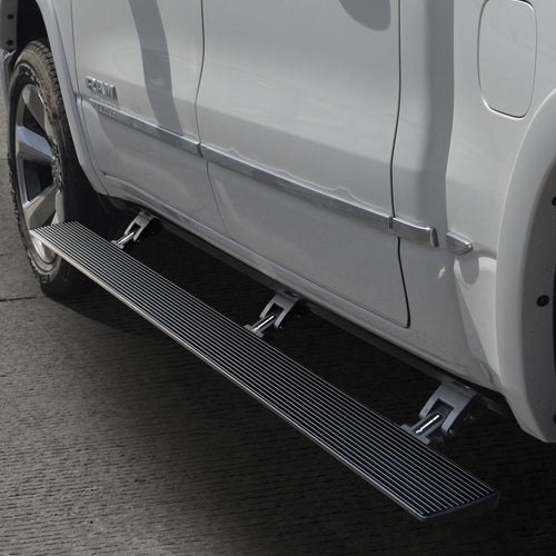 Volt Power Running Boards RealTruck for RAM 1500 (2019-2025) Quad Cab | Aluminum, Textured Black | 20436680PC | Electric Powerstep & Retractable Steps