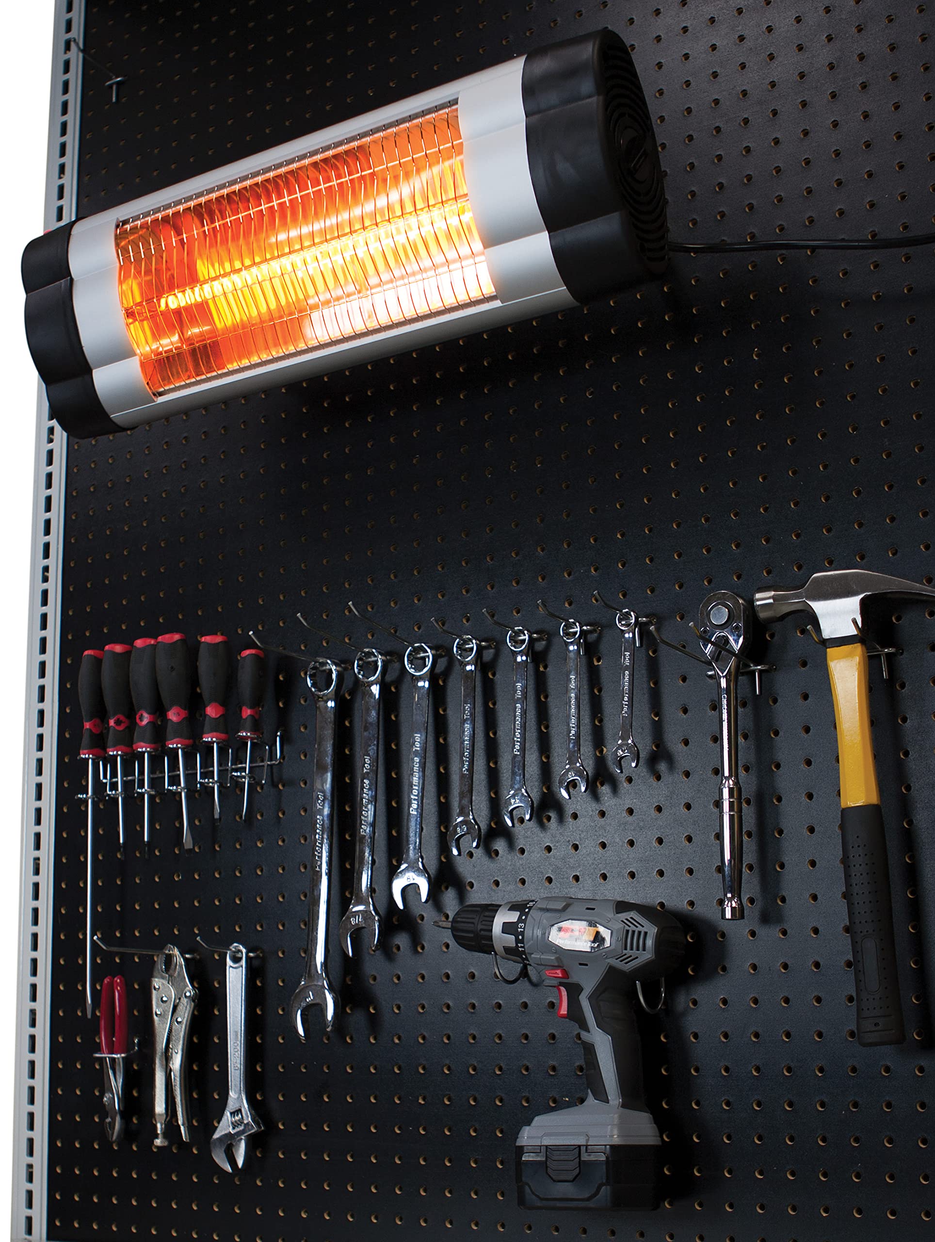 1500 Watt Performance Tool W5008 Infrared Heater, Adjustable, Water-Resistant To Keep Garages and Workspaces Warm