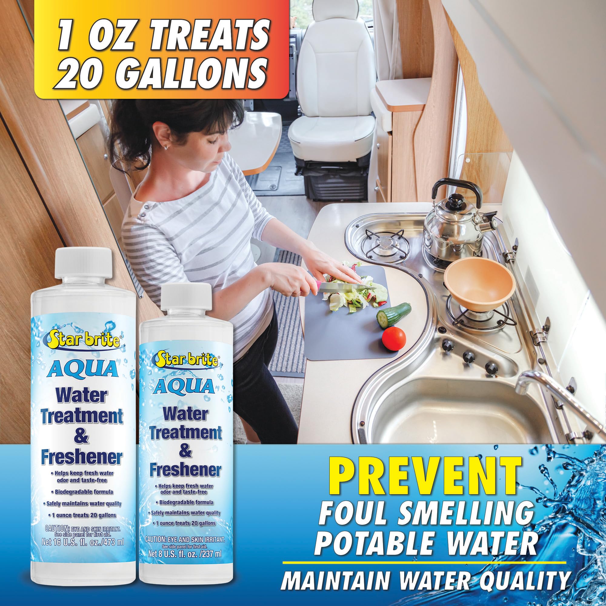 Aqua STAR BRITE Water Treatment & Freshener - Treat & Maintain Superior, Fresh Tasting Drinking Water in Boats, RVs & All Potable Water Systems - 16 OZ (097016)