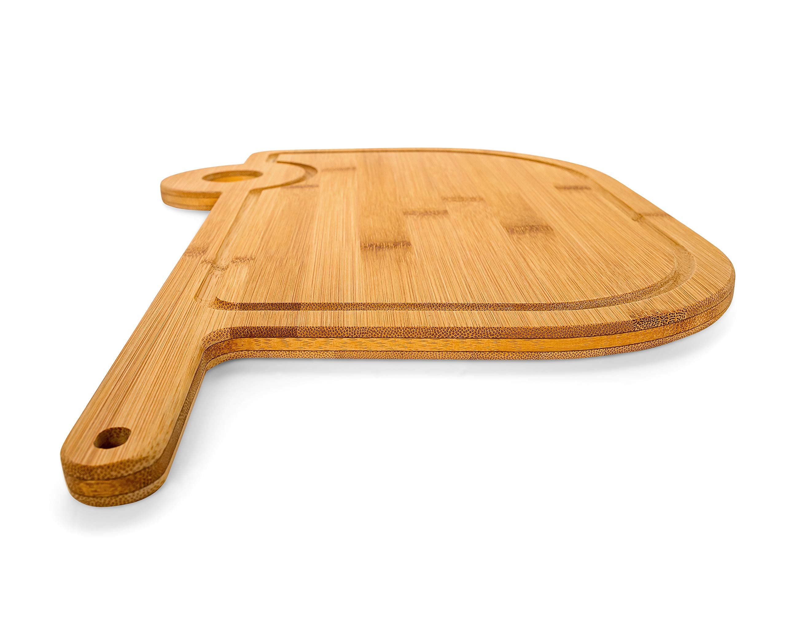 Camco RV Shaped Life is Better at The Campsite Bamboo Wood Cutting Board for Food Prep-Doesn't Dull Knives, Resists Moisture (53089)