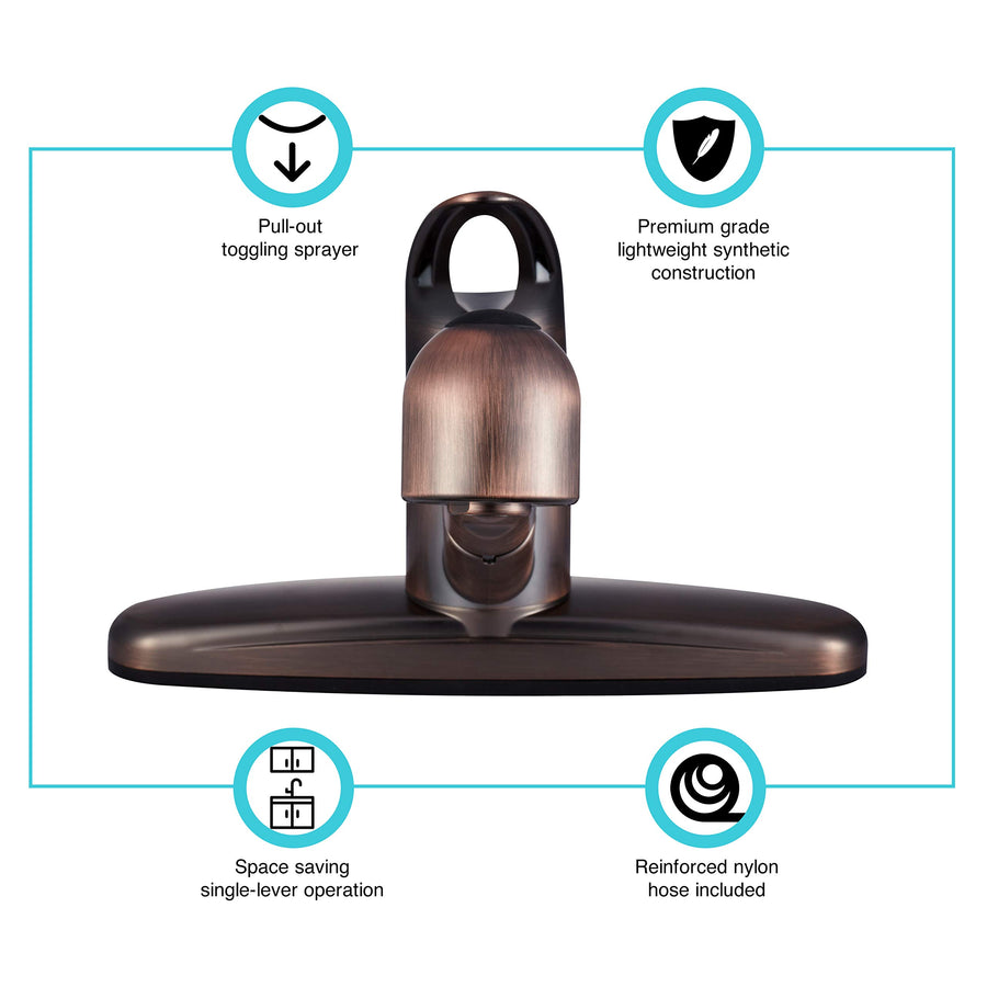 Dura Faucet Non-Metallic DF-PK100-ORB Pull-Out RV Kitchen Sink Faucet - Single Handle (Oil Rubbed Bronze)