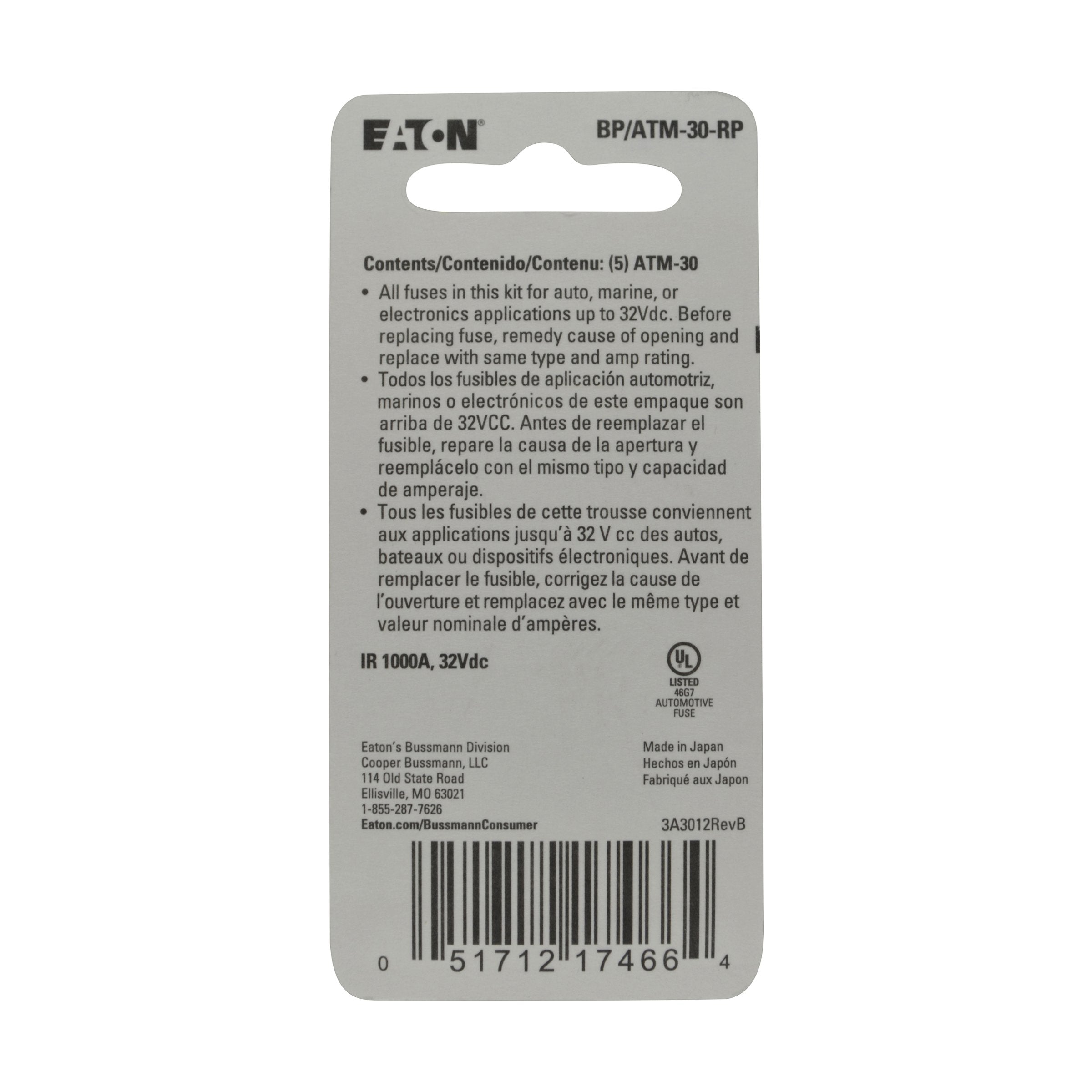 BP/ATM-30 Bussmann 30 Amp Fast Acting Mini-Fuse