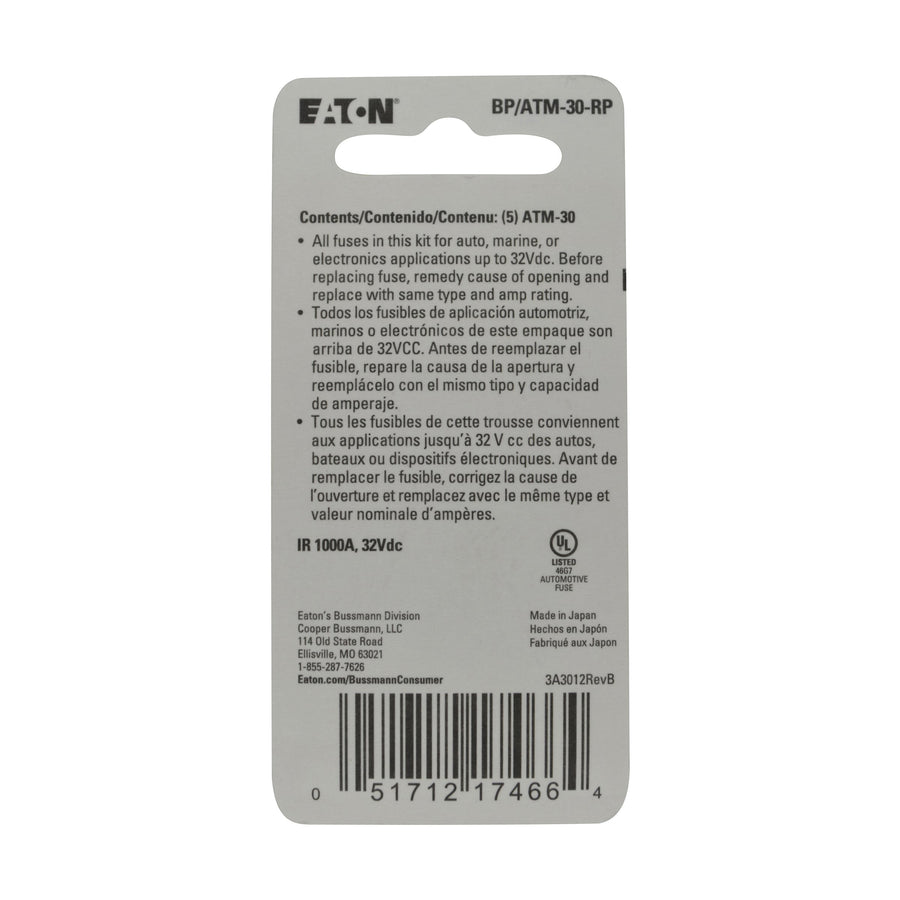 BP/ATM-30 Bussmann 30 Amp Fast Acting Mini-Fuse