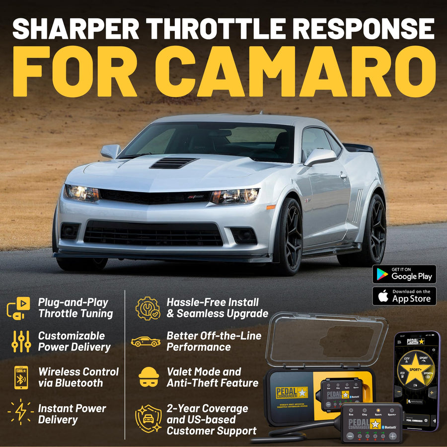 Throttle Response Controller PEDAL COMMANDER Compatible with Chevrolet Camaro 2010-2015, Plug-and-Play, 4 Modes 36 Sensitivity Levels, App Control Anti-Theft, Performance Upgrade, Camaro Accessories