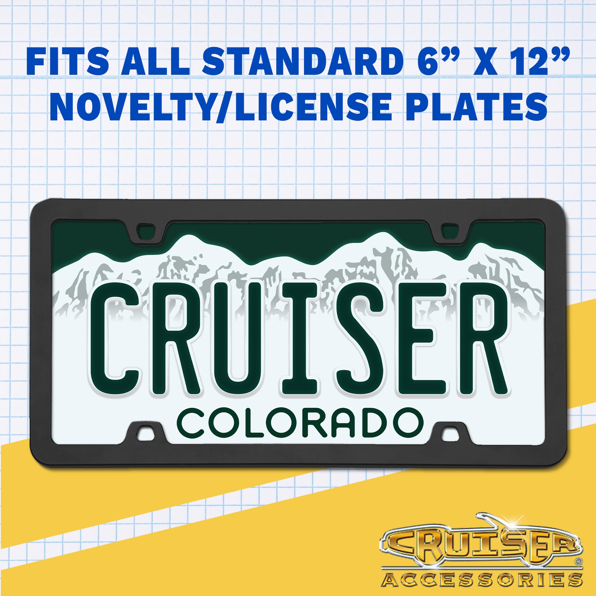 Golf Club Cruiser Accessories 19509 License Plate Frame, Chrome/Painted, Standard