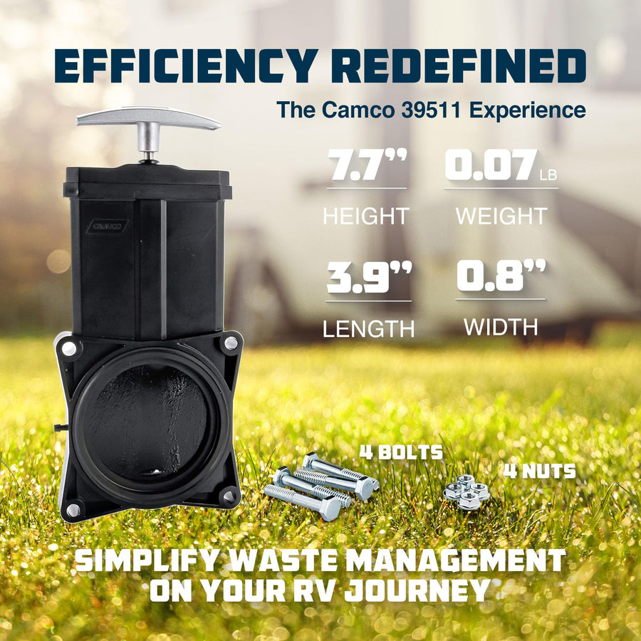 Camco Replacement RV Waste Valve with Handle - Features Heavy Duty Metal Handle & 3-Inch Diameter Valve Opening (39511)