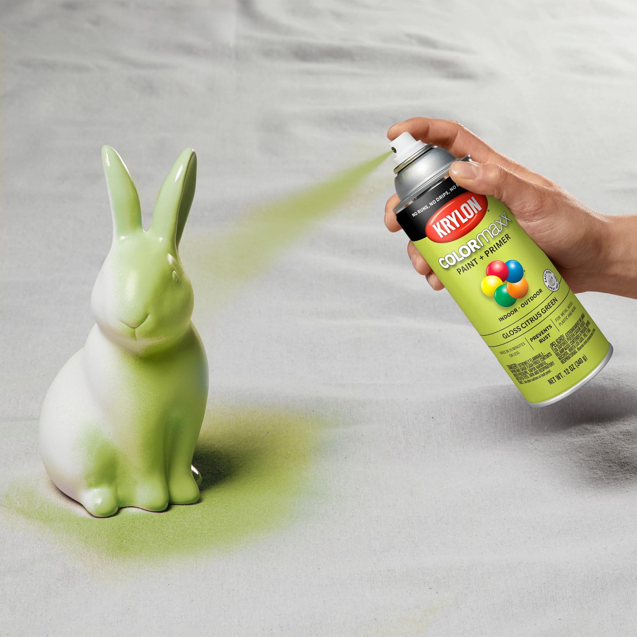 Krylon K05512007 Spray Paint and Primer COLORmaxx for Indoor/Outdoor Use, Gloss Citrus Green, 12 Ounce (Pack of 1)