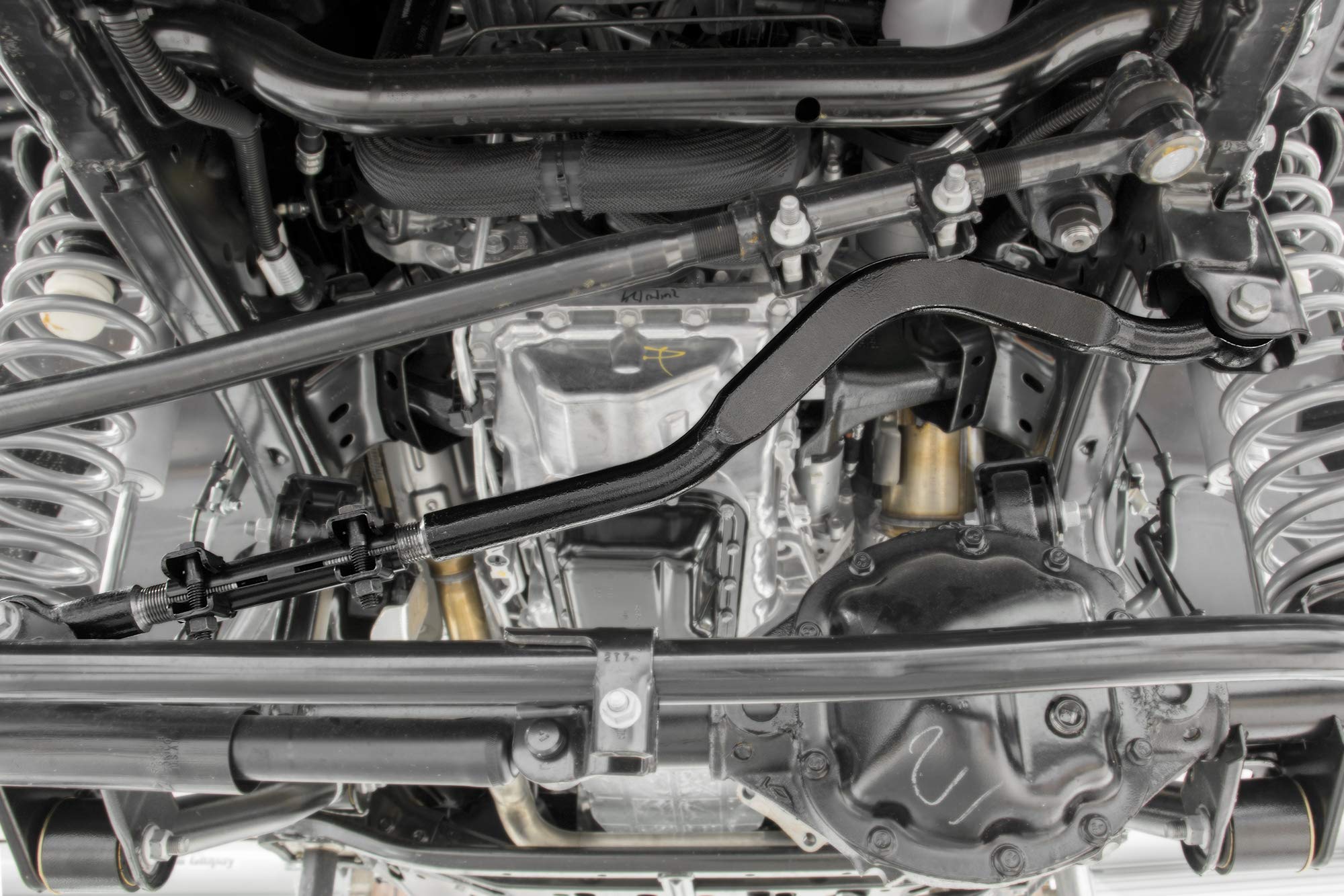 Forged Rough Country Adjustable Track Bar for 18-23 Jeep Wrangler JL/JT - 11061, Front, Black