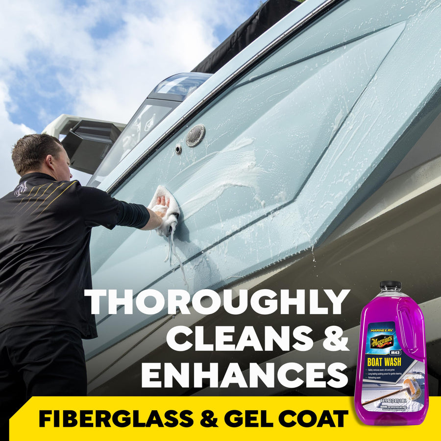 M43 Meguiar's Marine/RV Boat Wash, pH-Balanced Boat/RV Wash for Protecting Fiberglass and Gel Coat, Streak-Free Shine that Keeps Surfaces Clean and Protected, 64 Oz
