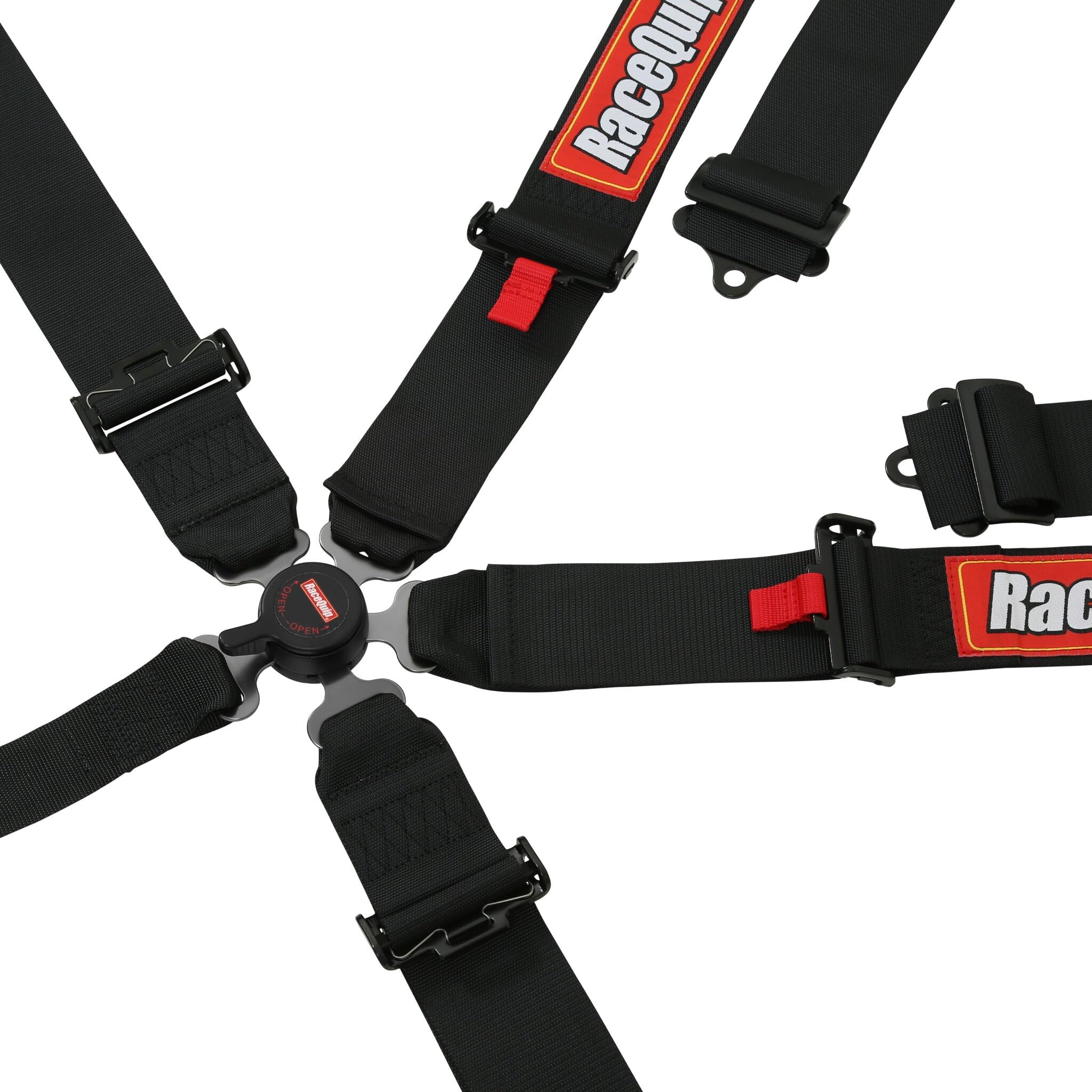 5 Point Harness RaceQuip 741001RQP Sportsman Camlock SFI 16.1 Pull Down Adjust Bolt-On/Wrap Around Black