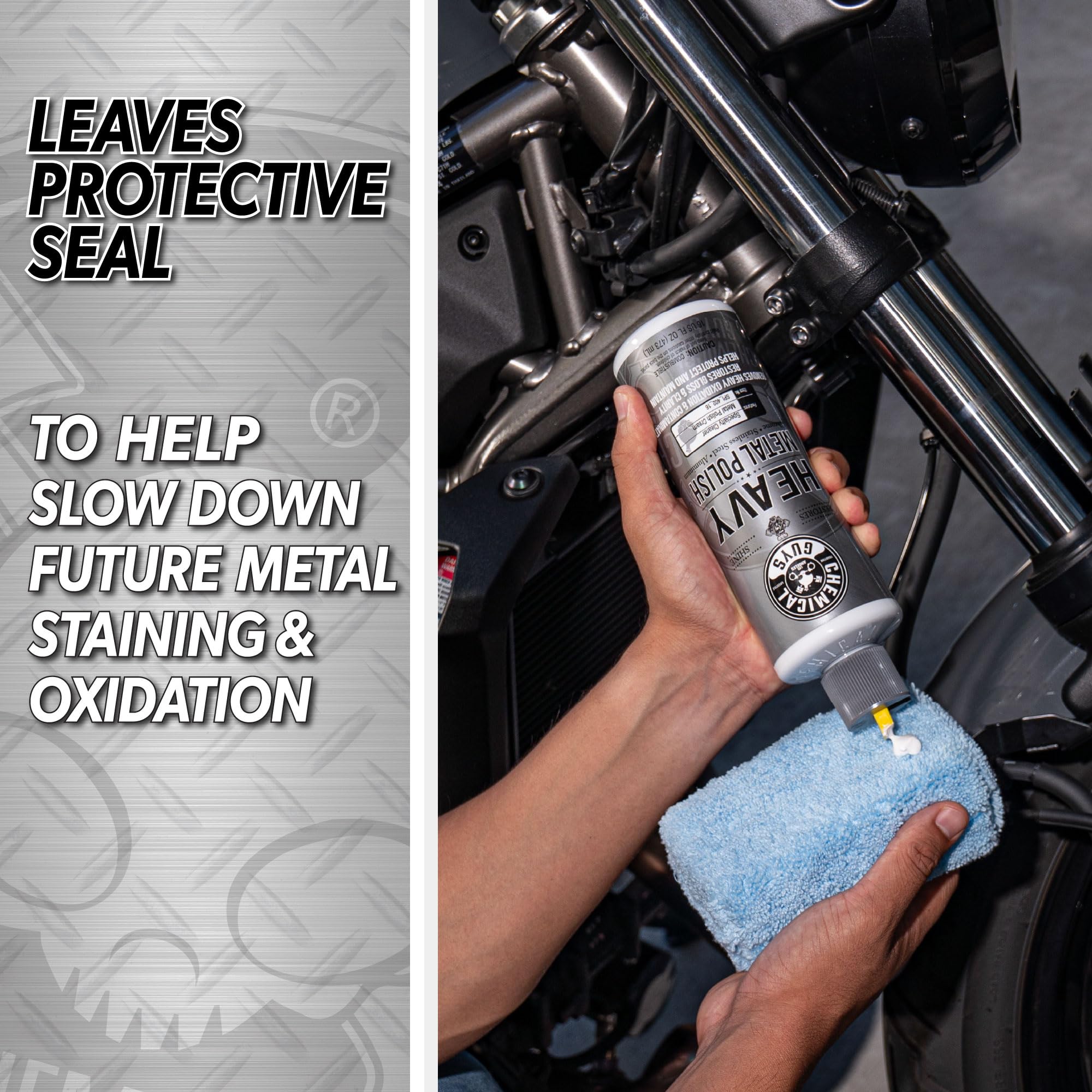 Chemical Guys Heavy Metal Polish Restorer and Protectant - Cleans, Protects & Restores, Aluminum, Stainless Steel, Chrome Polish & More, Safe for Cars, Trucks, Motorcycles, RVs, and Boats - 16 oz