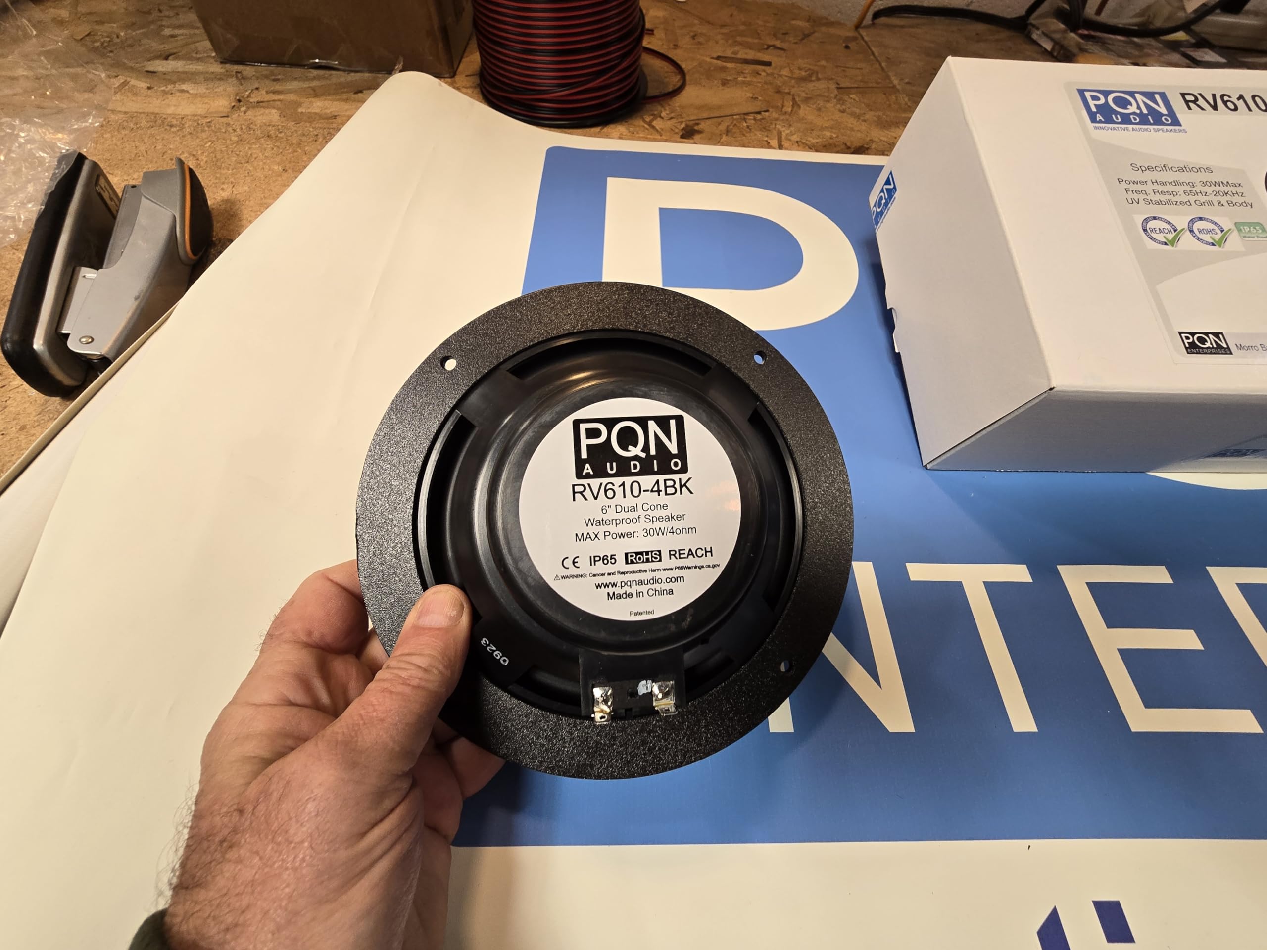 PQN Audio 5 Inch RV610-4BK Dual Cone Waterproof Marine Speakers for Boat, RV, Camper, Golf Cart - Wall, Floor, Ceiling Mount, Chemical & UV Resistant, 2 Pack, Black