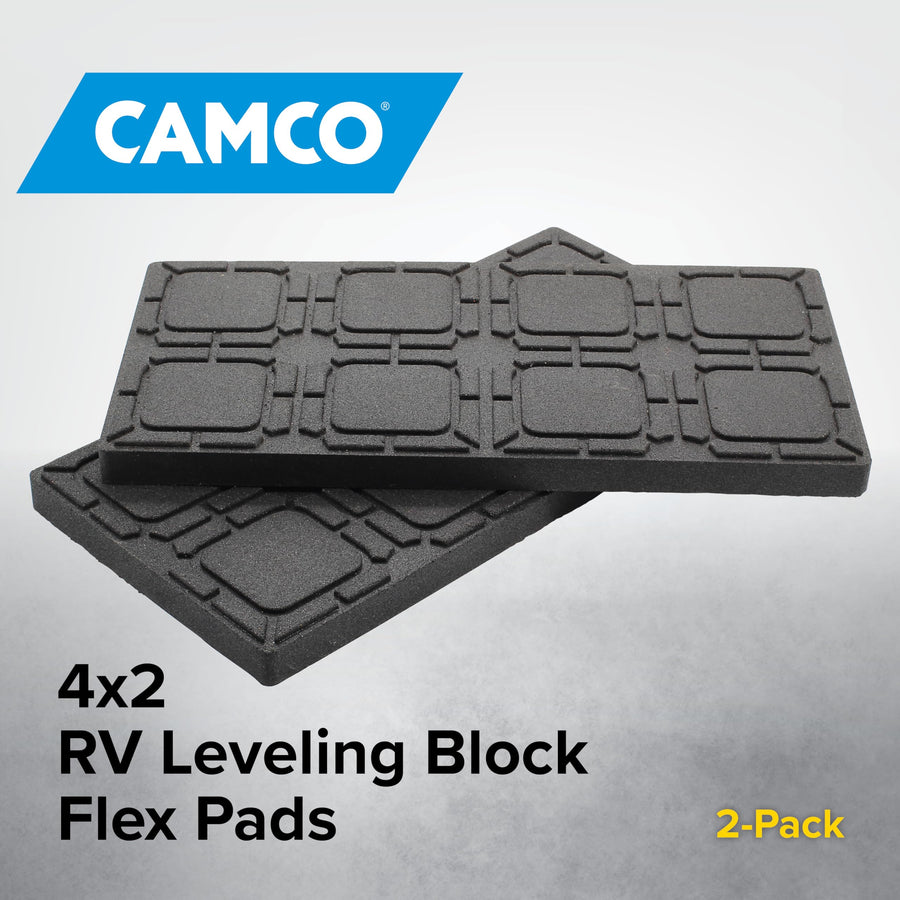 Camco Leveling Block Universal Flex Pads - Prevent Jacks and Stabilizers from Sinking Into Soft Ground - Measure 8.5" x 17" - 2-Pack (44601)