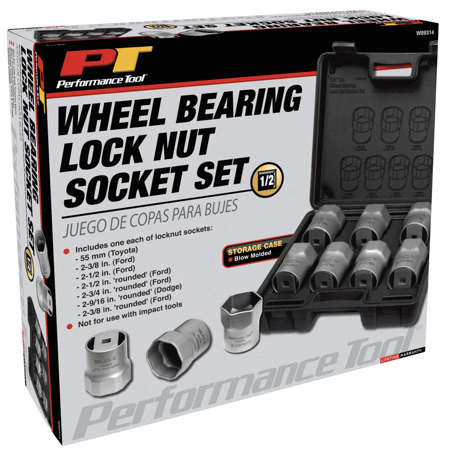 W89314 Performance Tool 1/2-Inch Drive Wheel Bearing Lock Nut Socket Set, 7-Piece