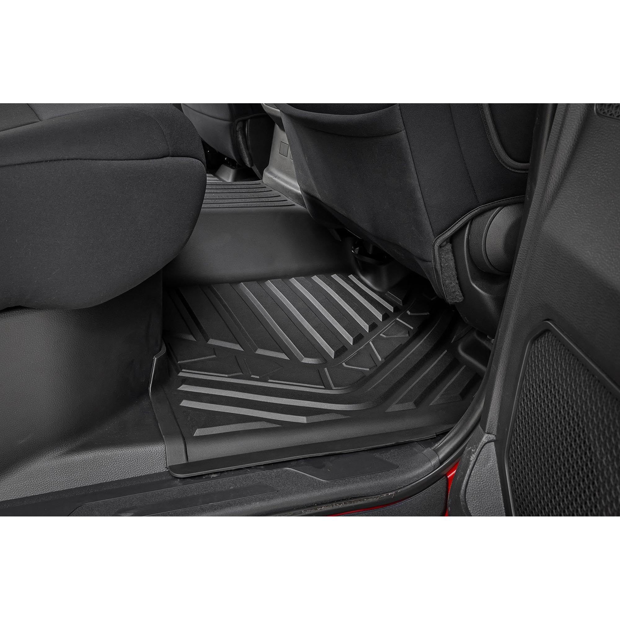 Flex-Fit Rough Country Floor Mats for Toyota Tundra (2022–2025) Crew Cab - Front & Rear Set, Custom All-Weather Non-Slip TPE Liners w/Spill Saver Lip