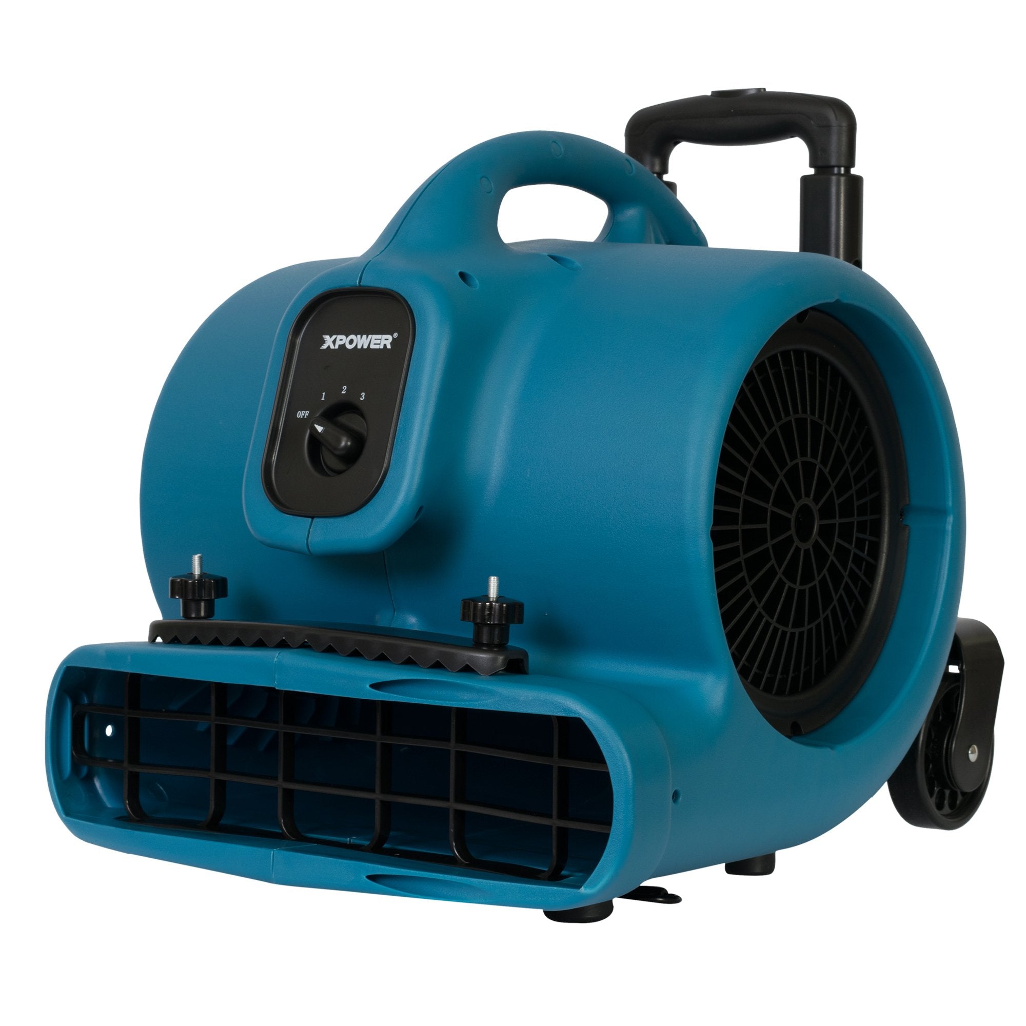 P-630HC XPOWER Pro 1/2 HP 2800 CFM Centrifugal Air Mover, Carpet Dryer, Floor Fan, Blower, Telescopic Handle and Wheels, Carpet Clamp, for Water Damage Restoration, Janitorial, Plumbing, Home Us, Blue