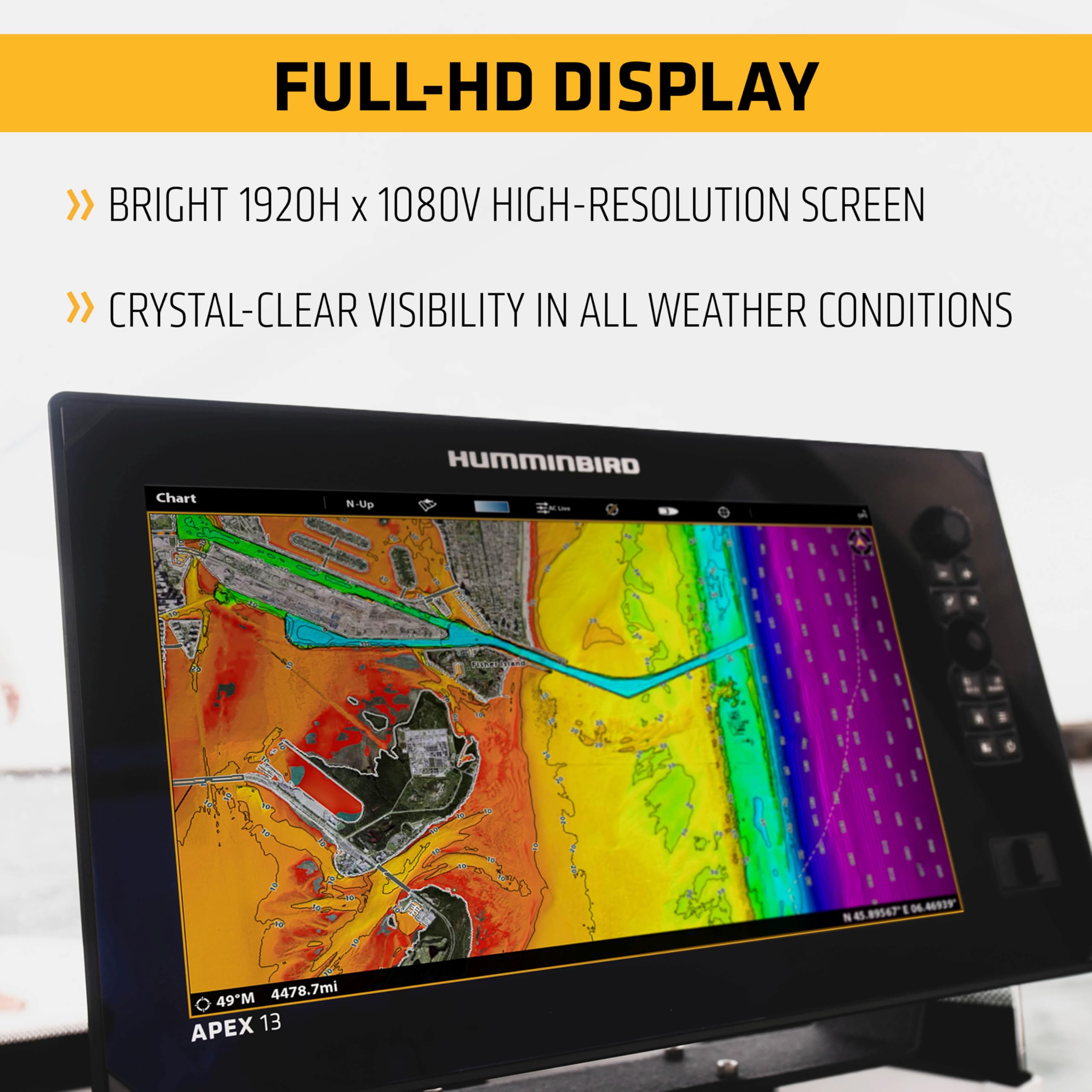 Humminbird APEX VX CHO 19 GPS Fish Finder with LakeMaster and CoastMaster VX Maps and MEGA Side Imaging+ (Control Head Only)