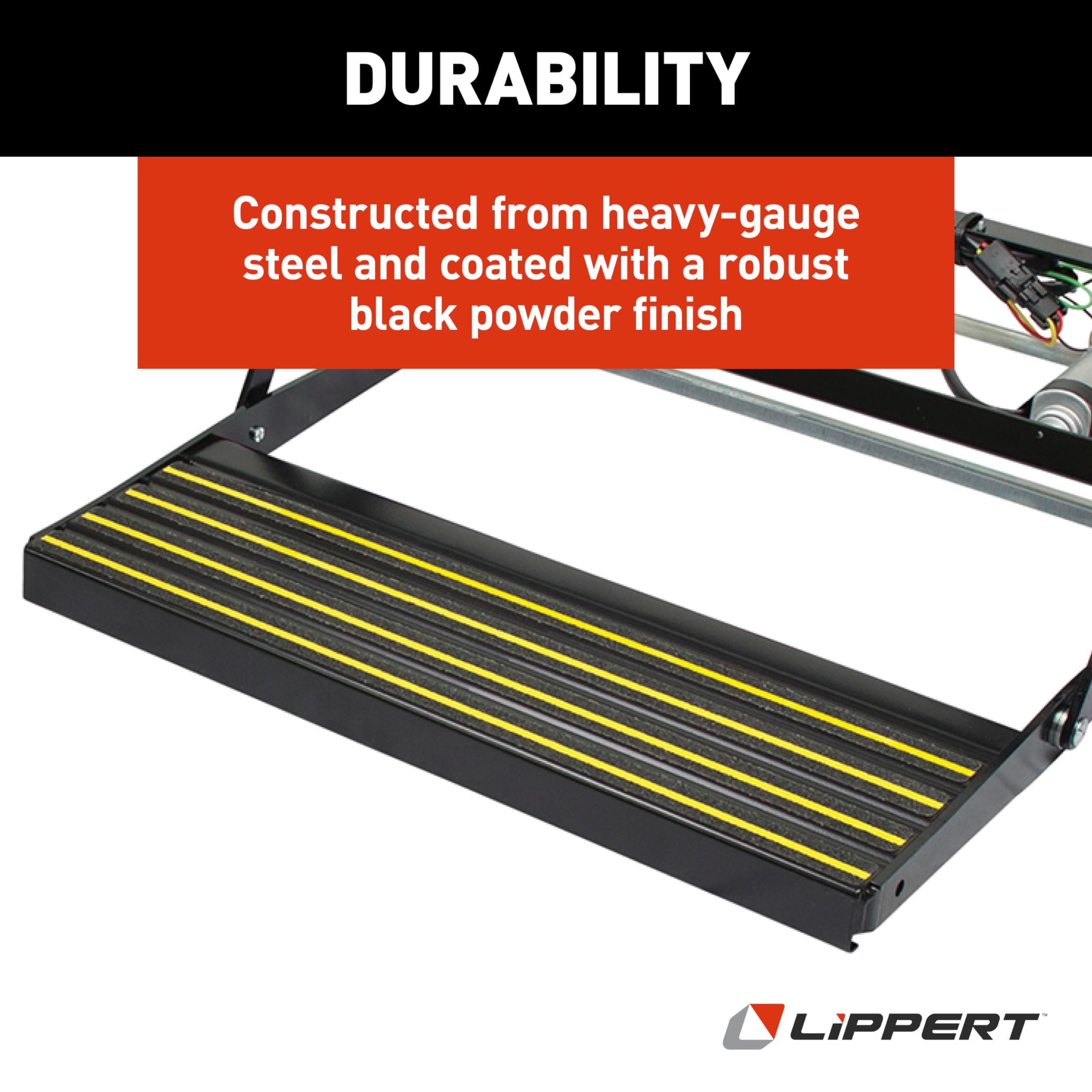 Kwikee Single Step Revolution Series Electric RV Step — Automatically Extending RV Travel Trailer Step — Heavy-Gauge Steel — Improved Visibility with Hidden Light — 300 lb. Weight Capacity — 372604