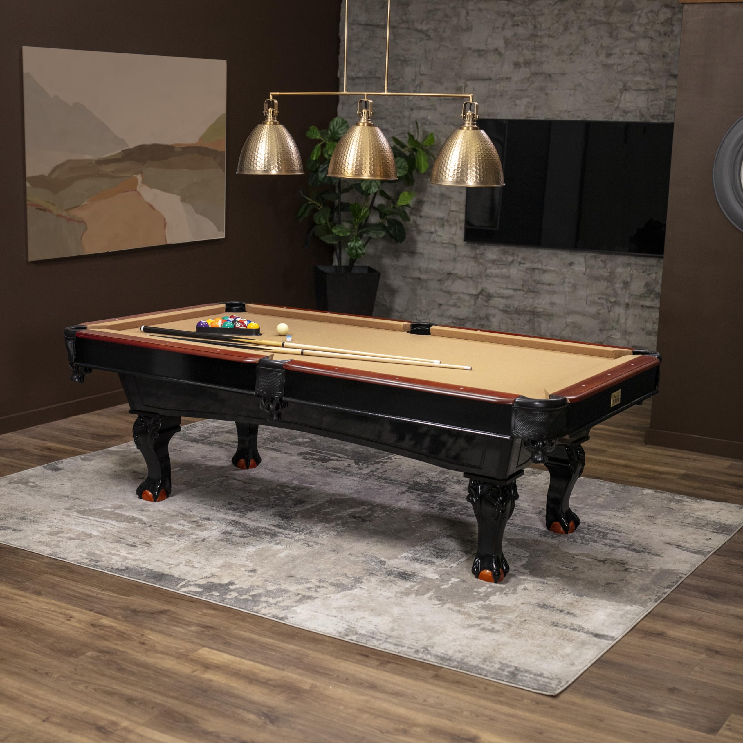 Covington Minnesota Fats 8' Billiard Table with Carved Solid-Wood Legs and Antiqued Wood Finish