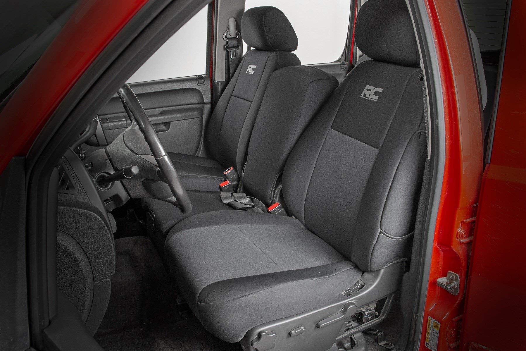 Rough Country Front Seat Covers Neoprene for Chevy Silverado & GMC Sierra 1500/2500HD (2007-2013) - Waterproof & UV Resistant, Foam Padded, Front Seat Cover Set
