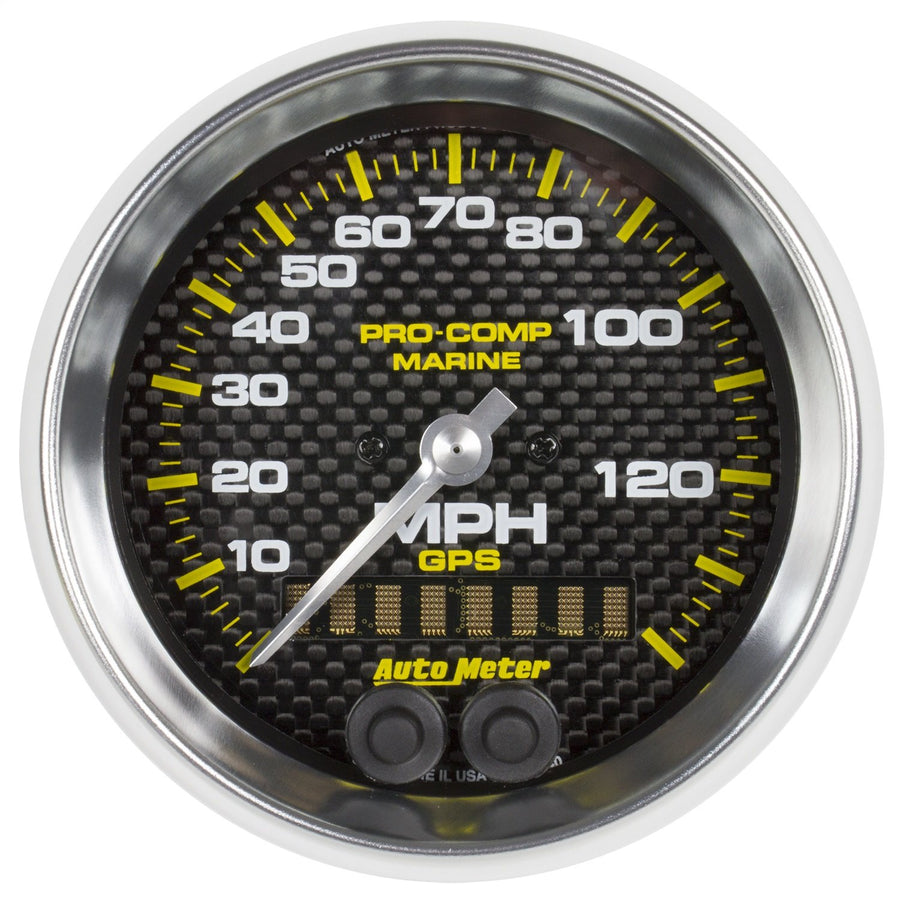 Speedometer Auto Meter 200638-40 Gauge, 3 3/8", 140Mph, GPS, Marine Carbon Fiber