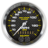 Speedometer Auto Meter 200638-40 Gauge, 3 3/8", 140Mph, GPS, Marine Carbon Fiber