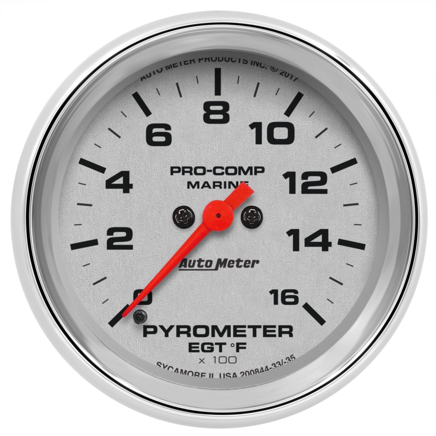 Gauge, AutoMeter 200844-35 Pyrometer, 2 5/8", 0-1,600ºf, Marine Chrome