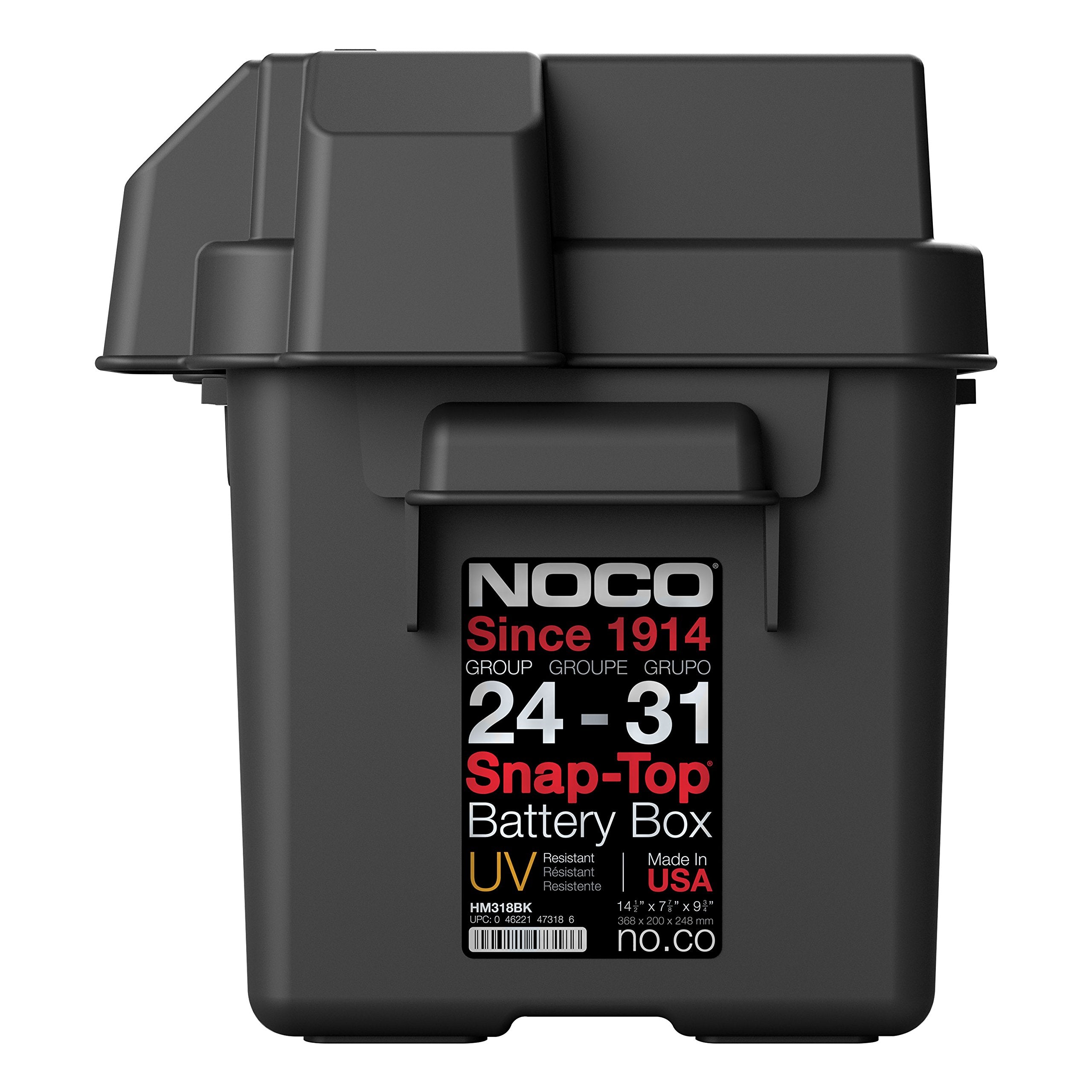 NOCO HM318BKS Snap-Top Battery Box, Group 24-31 12V Outdoor Waterproof Battery Box for Marine, Automotive, RV, Boat, Camper and Travel Trailer Batteries