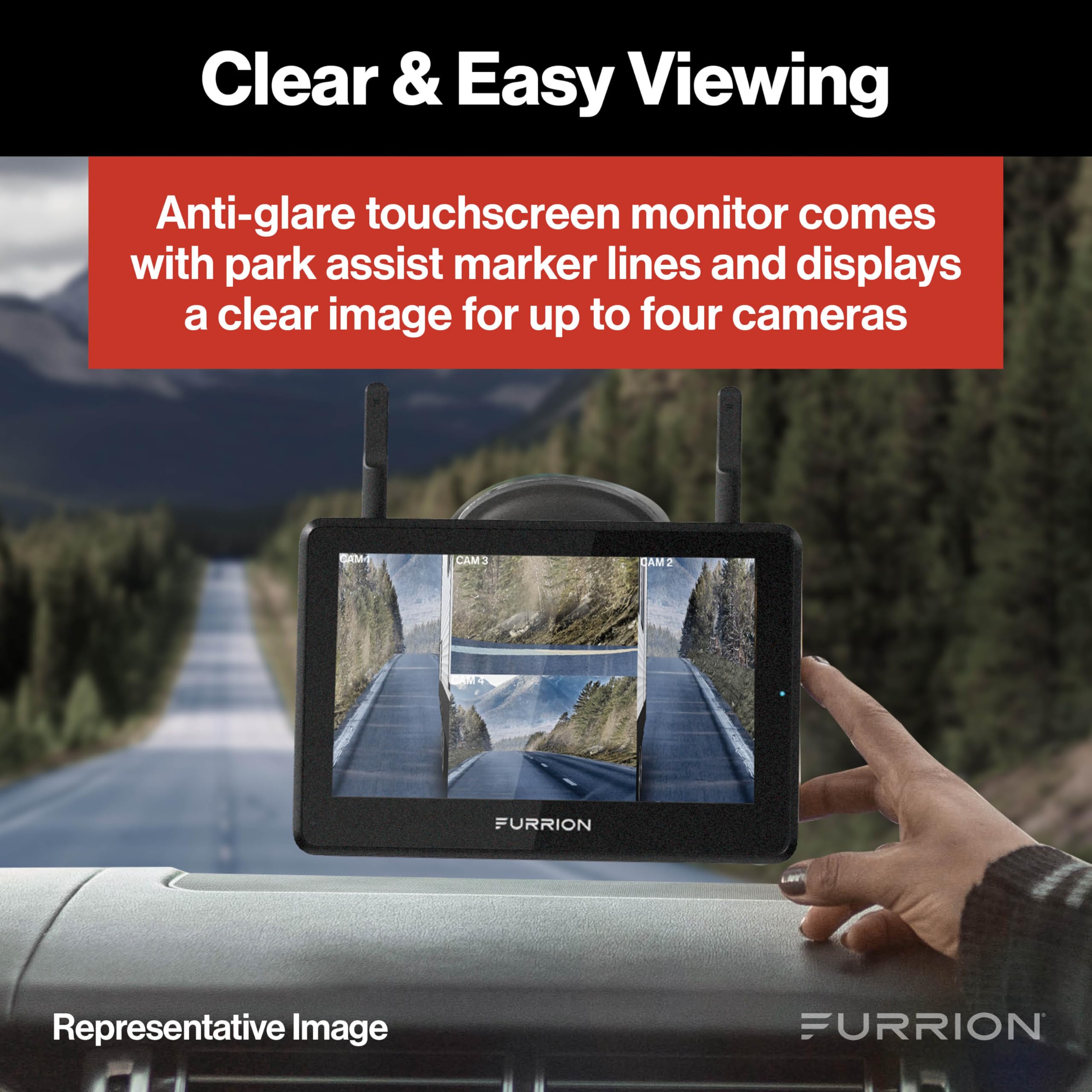 Furrion Vision S+ Observation System RV with 7" Monitor, Sharkfin, Infrared Night Vision, Live Streaming, Wide Viewing Angle - FOS7HTASF