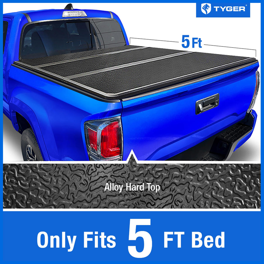 Tonneau Cover Tyger Auto T5 Tri-Fold Alloy Hardtop Truck Bed Compatible with 2016-2023 Toyota Tacoma | 5' (60") Bed | TG-BC5T3630